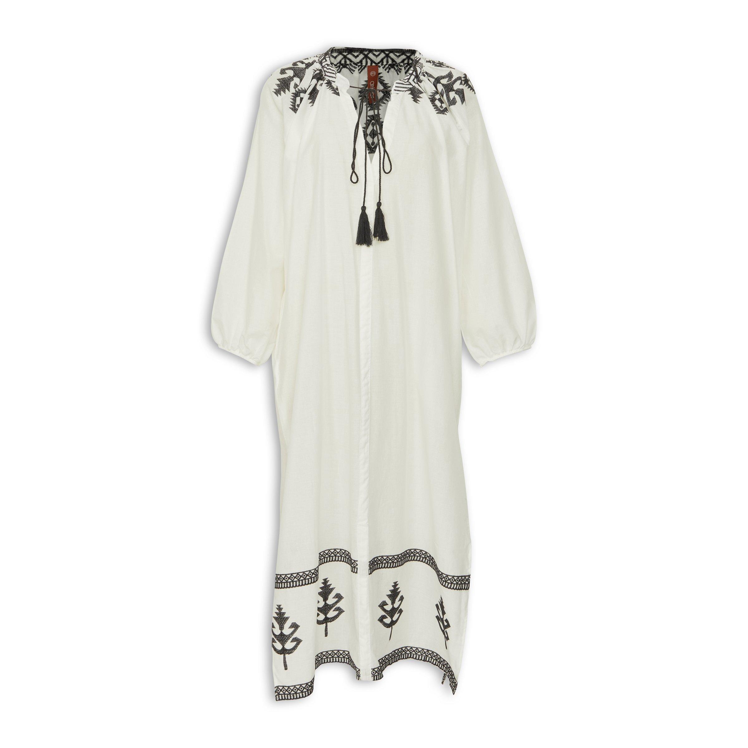 4511340 White Embroidered Cotton Dress