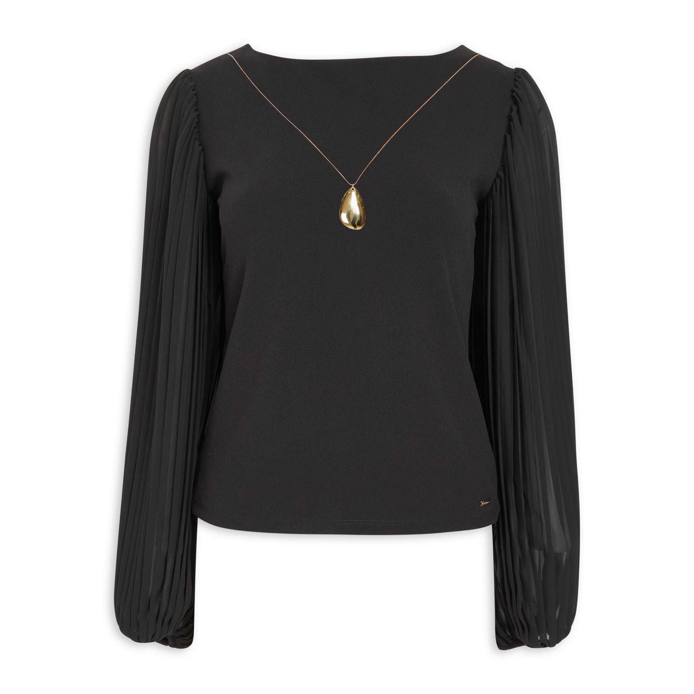 Black Top with Pleated Sleeves (3201256) | Finnigans