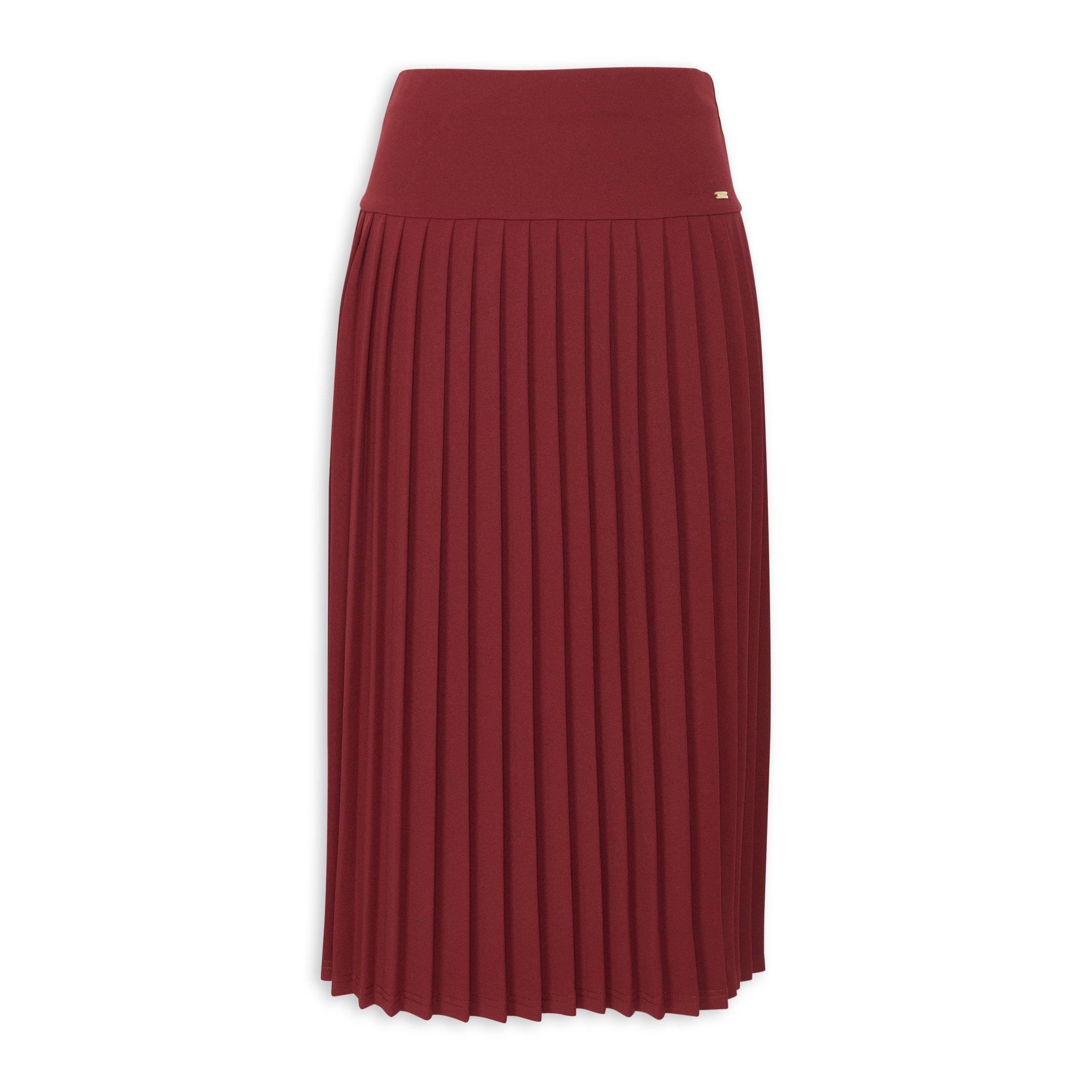 GG2155 Burgundy Pleated Skirt