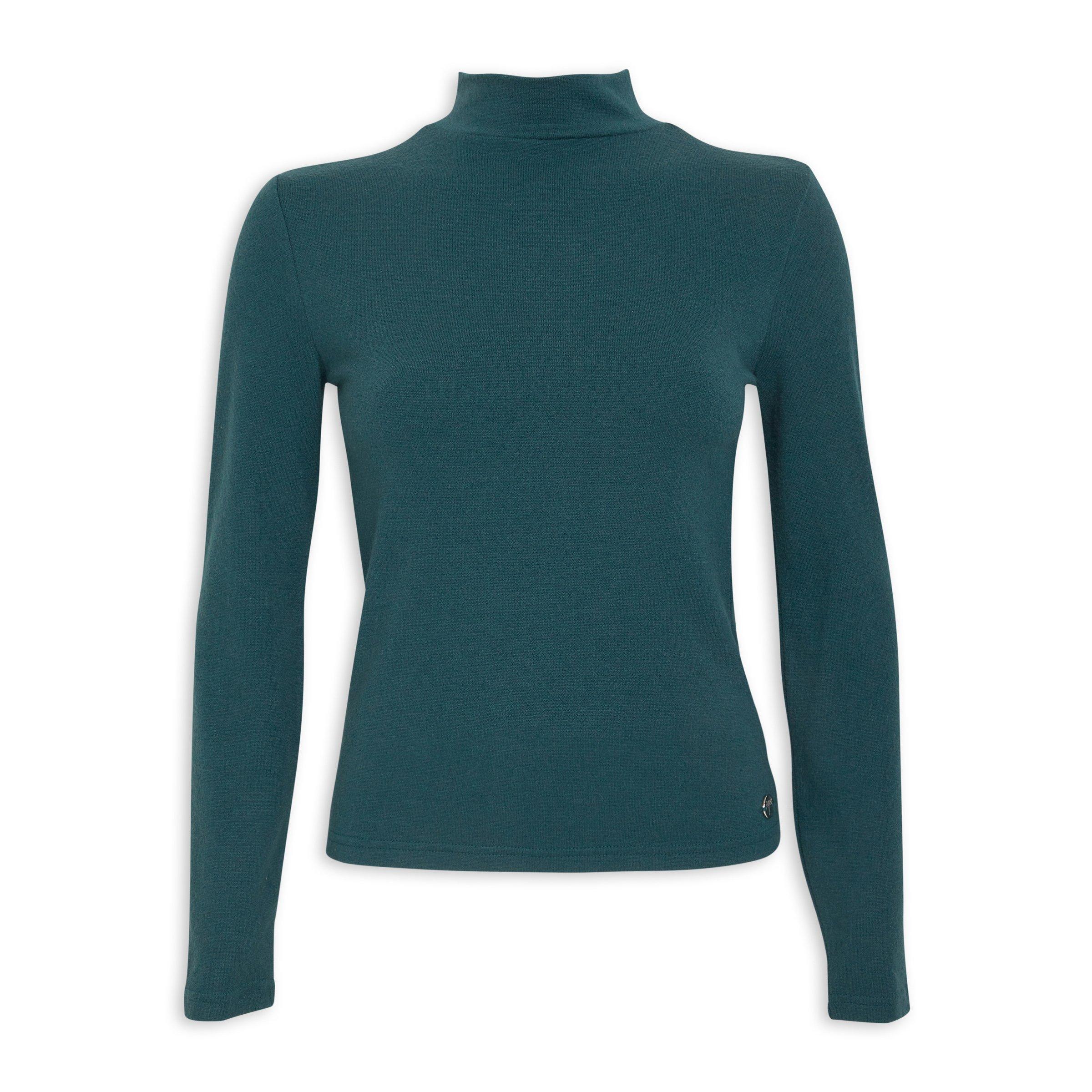 Teal Slub Knit Button Back Top