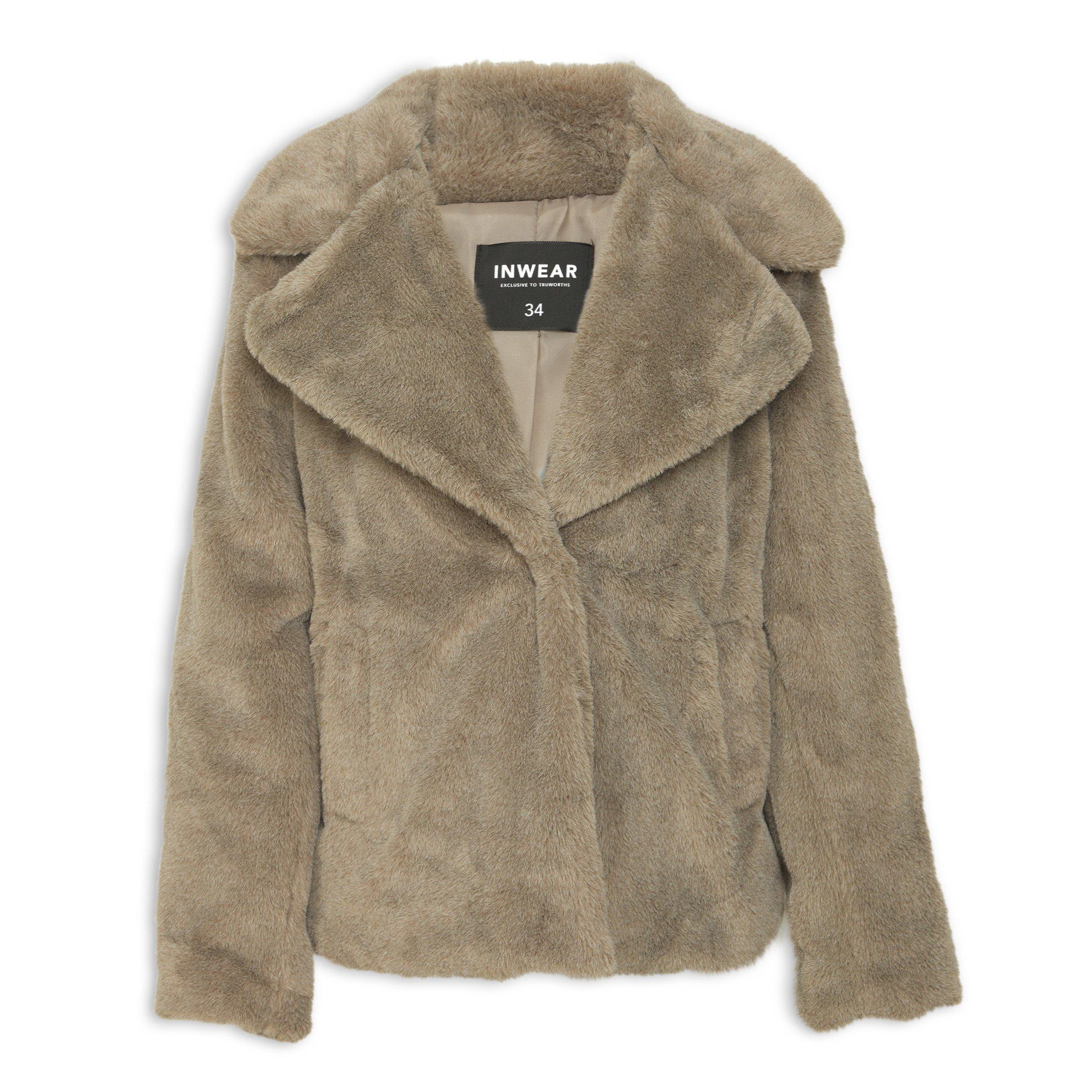 Brown Faux Fur Look Oversize Coat 18237