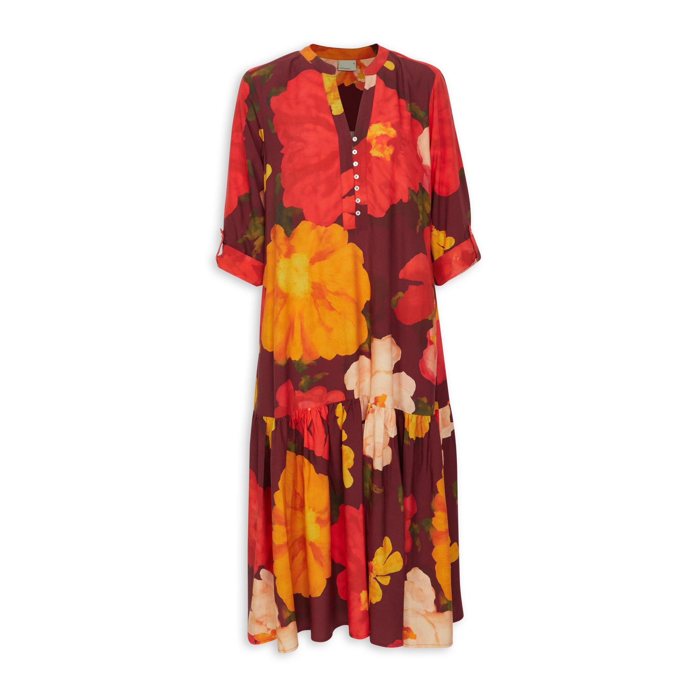 Juna Burgundy Abstract Crescent Dress