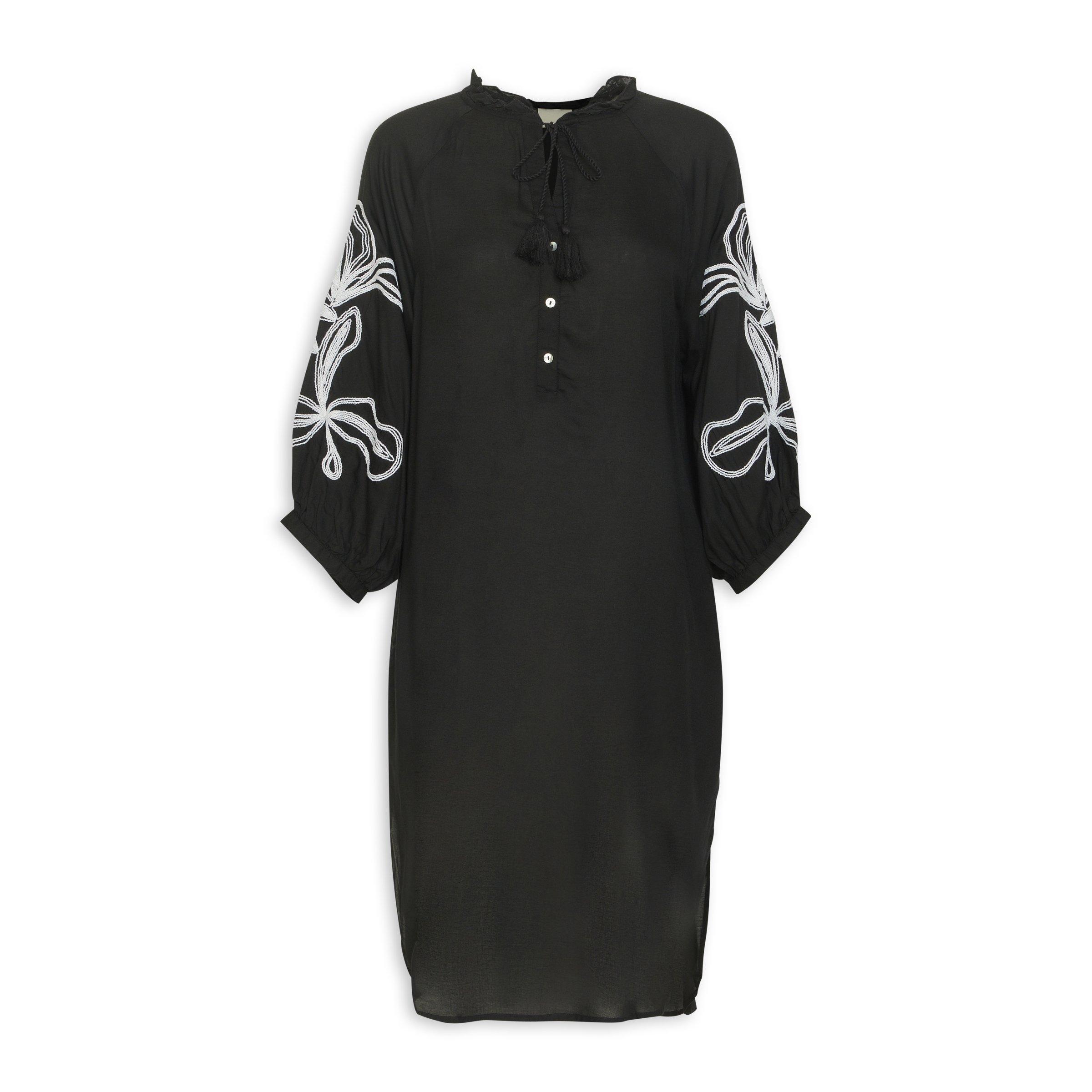 Black Embroidered Tunic Set