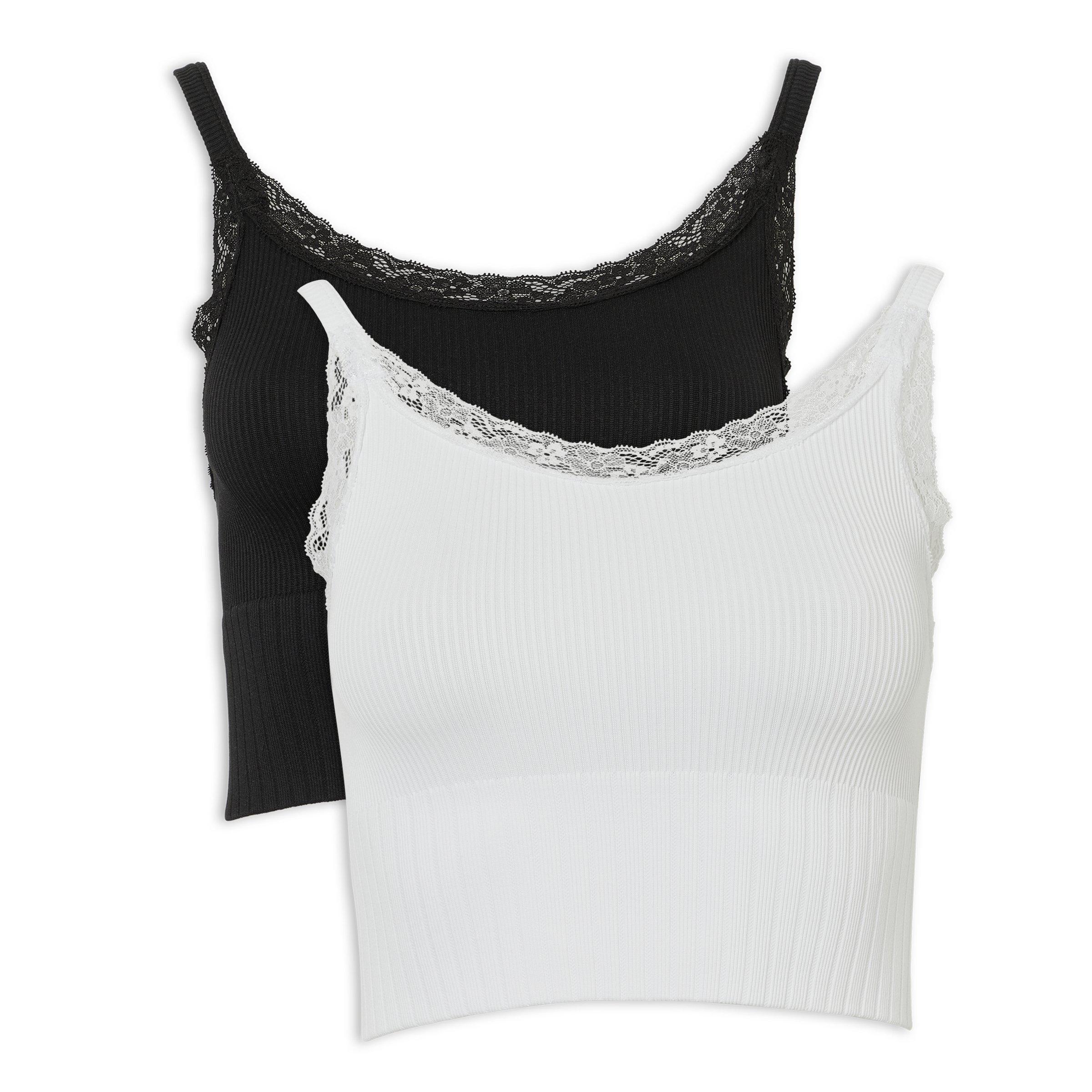 2-pack White and Black Lace Cami Tops (3221451) | Hey Betty