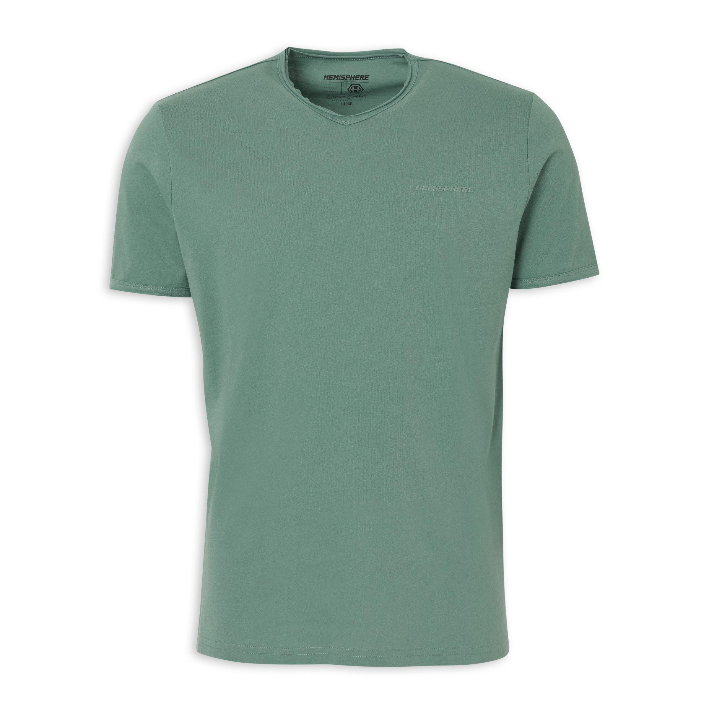 Duck Egg Raw Edge V Neck T-Shirt (3224553) | Hemisphere