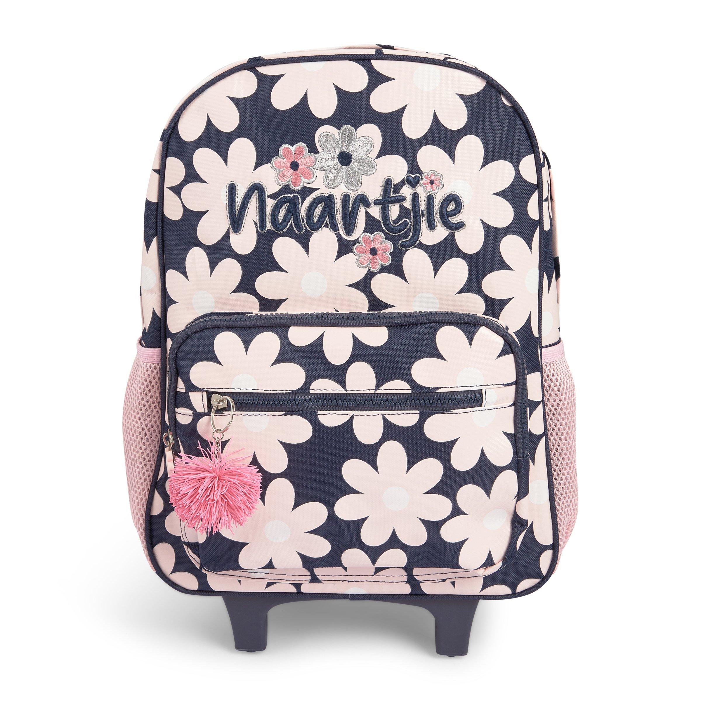 Girls Navy Floral Wheelie Backpack (3225971) | Naartjie