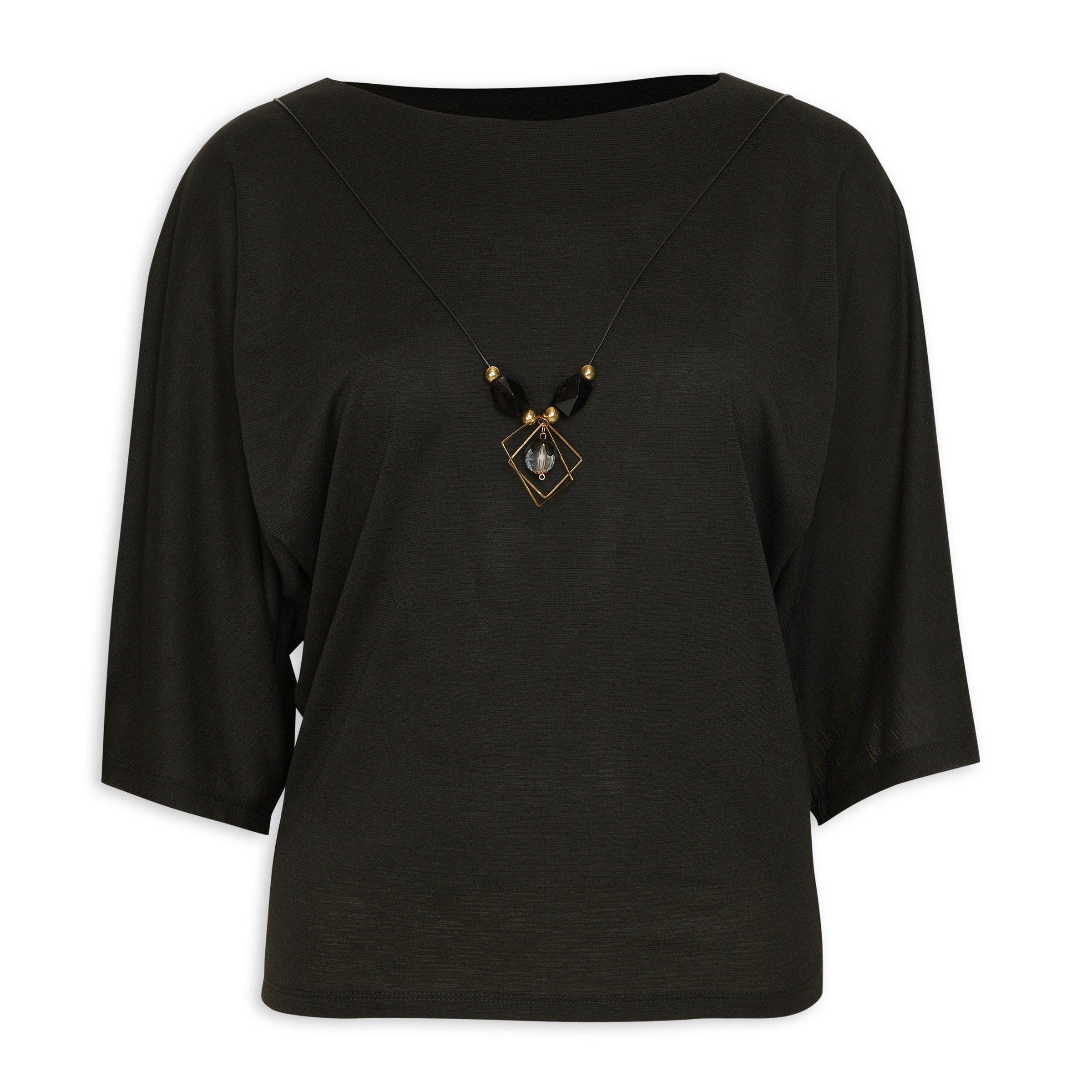 Black Batwing Top with Necklace (3231874) | Truworths