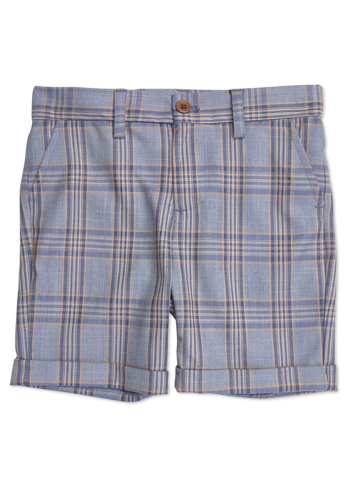 BLUE CHECK TEXTURED BOYS SHORTS - BLUE