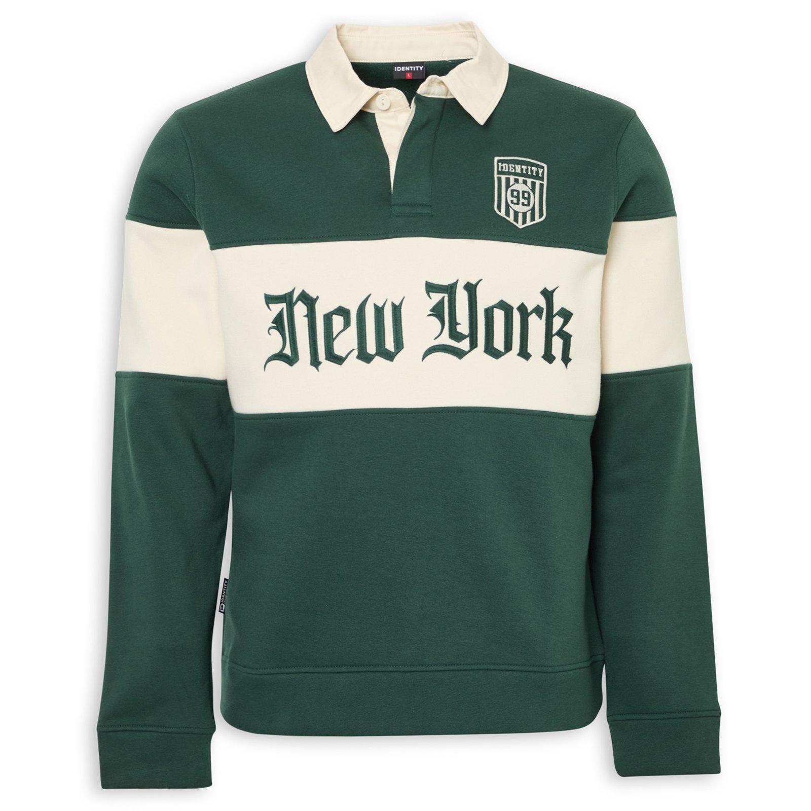 Green and Ecru Paneled Rugby Top (3250002) | Identity