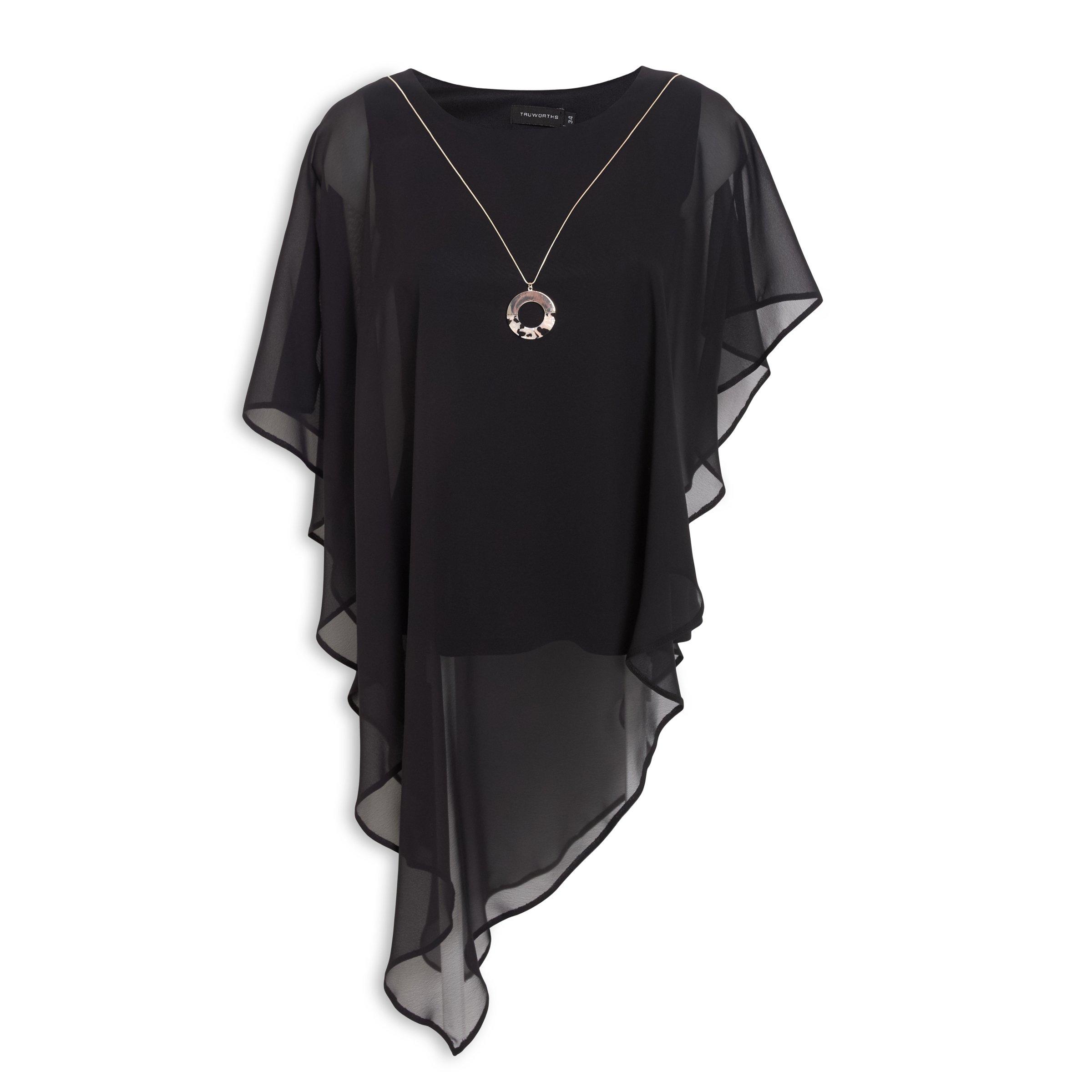 Buy Truworths Black Chiffon Top Online | Truworths