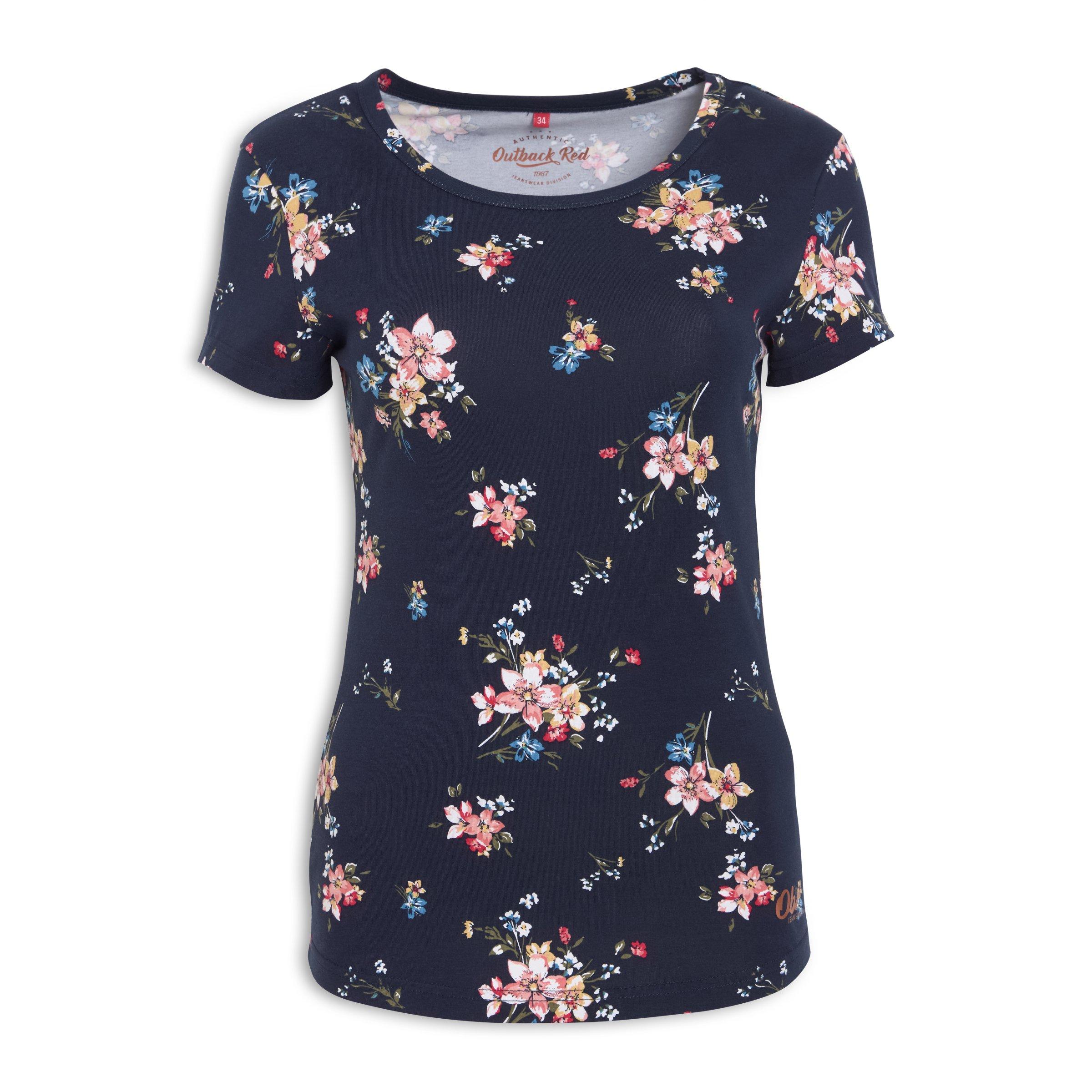 Buy OBR Navy Floral Fitted Tee Online | Truworths