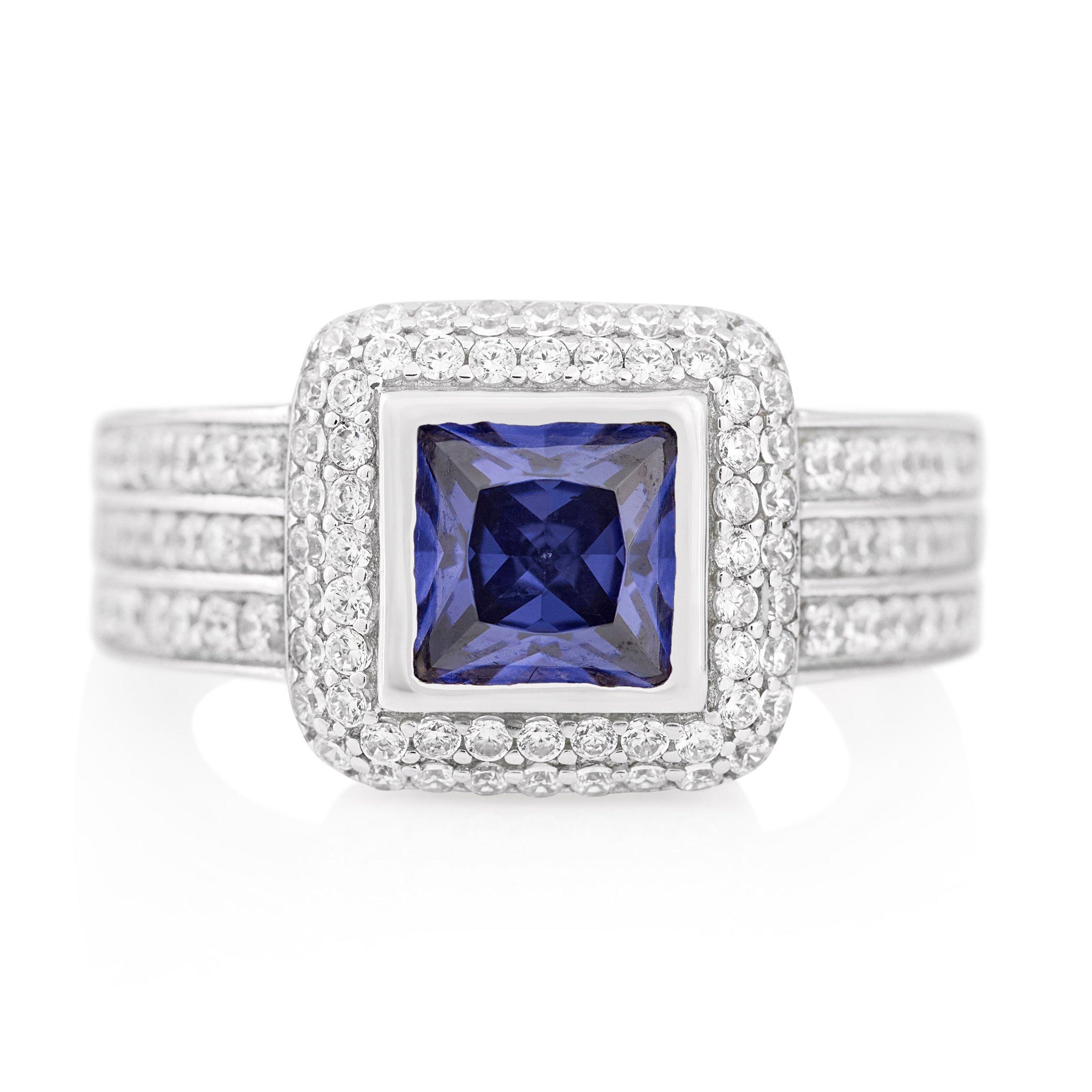 Buy Sterling Silver Broad Square Blue/Violet Ring Online Truworths
