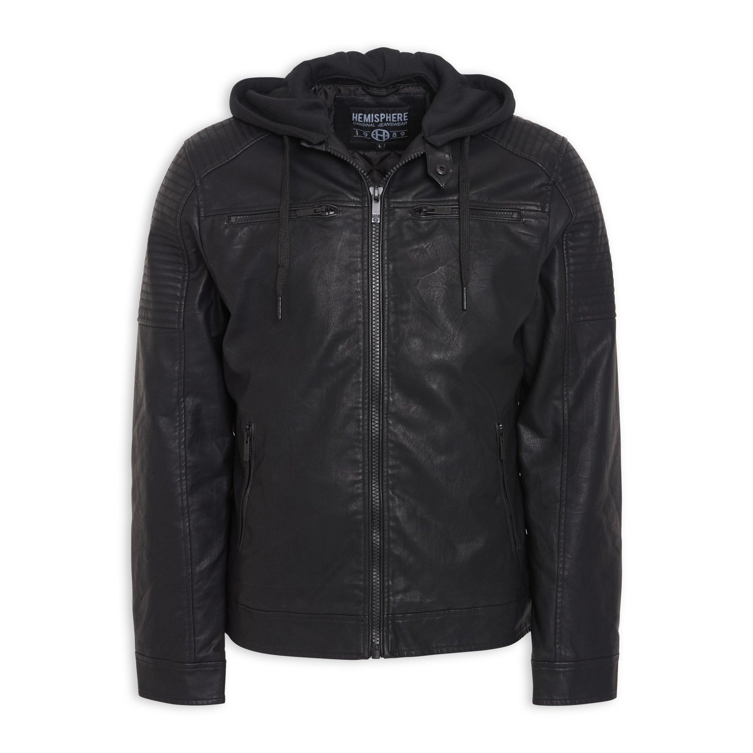 Buy Hemisphere Black Hooded Biker Jacket Online | Truworths