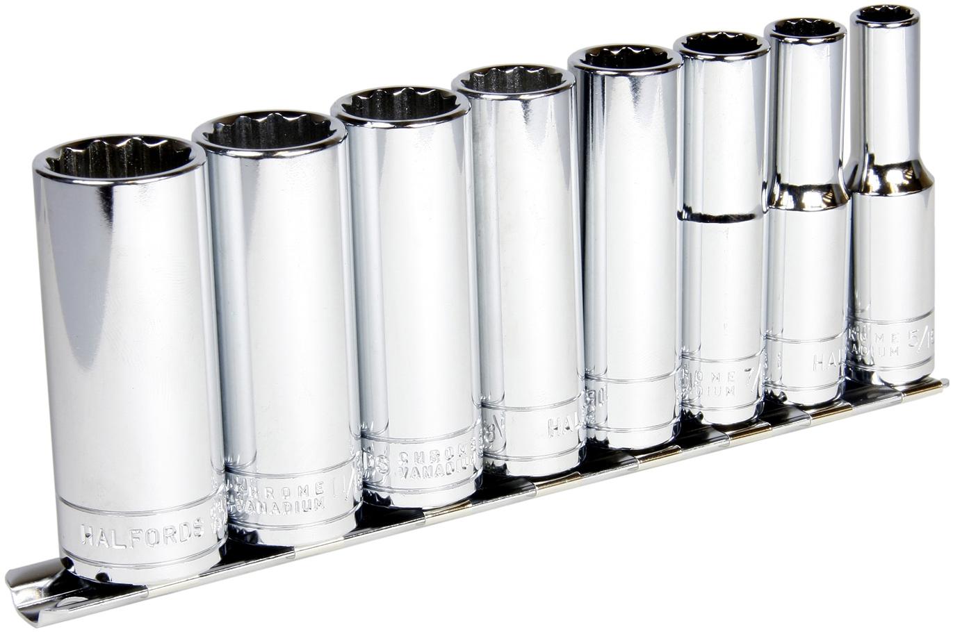 11 Pieces NEW UK STOCK 3//8/" Deep Imperial Socket Set With Rail 5//16-7//8
