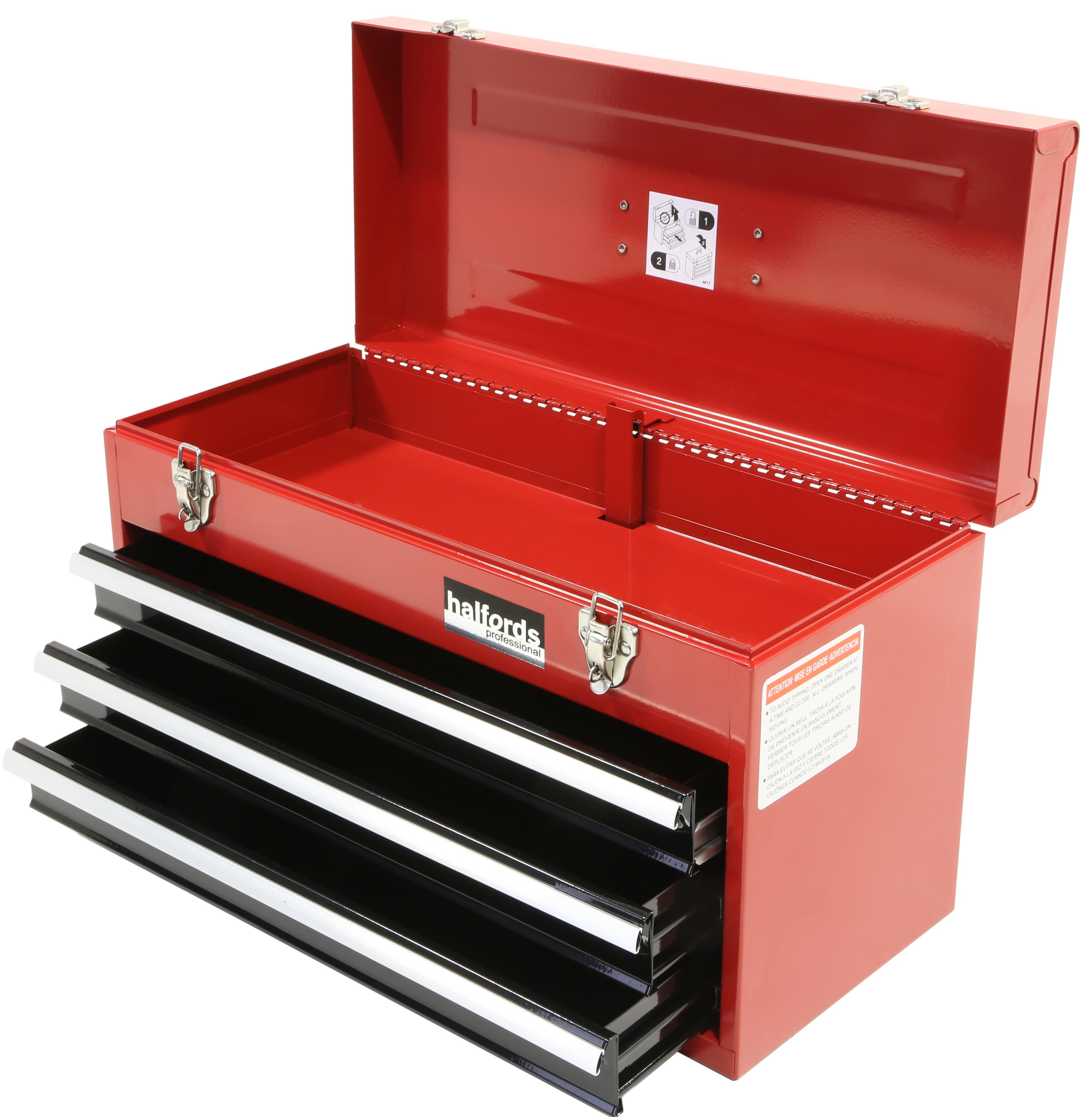 Halfords 3 Drawer Metal Portable Tool Chest