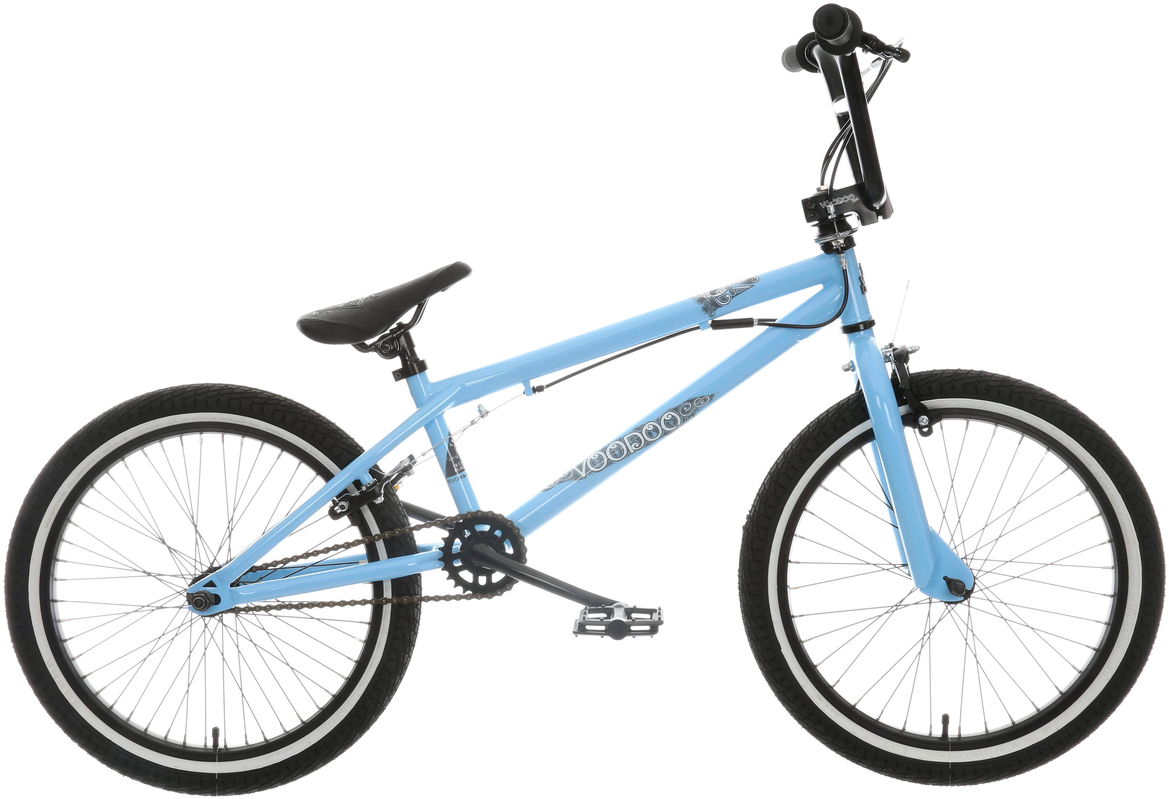 white and blue bmx bike