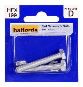 Halfords Set Screws and Nuts M6 x 40mm HFX199 | Halfords UK