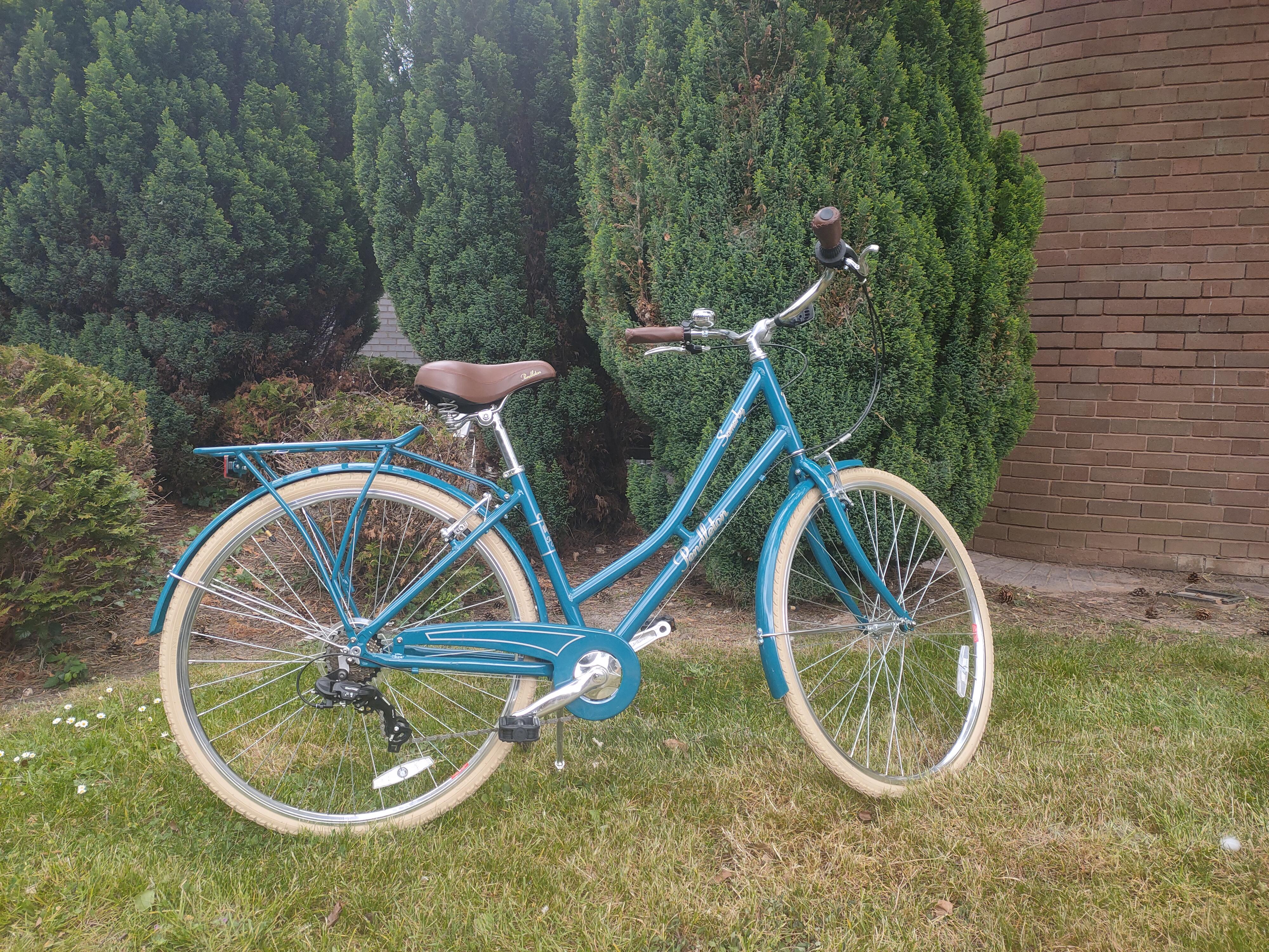 teal hybrid bike