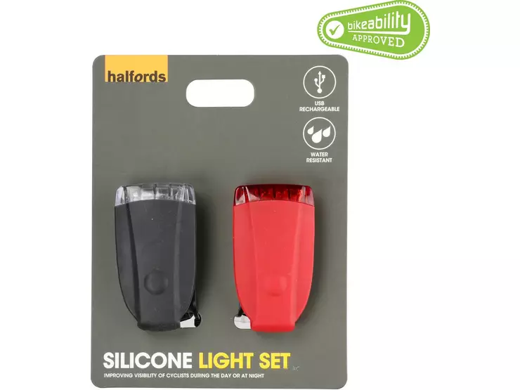 Halfords Silicone Bike Light Set - Black/Red 264090