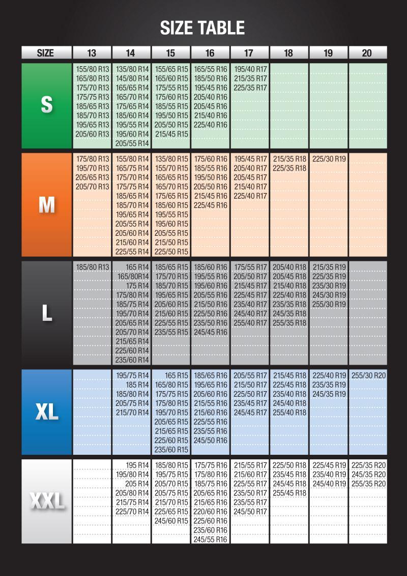 halfords size guide