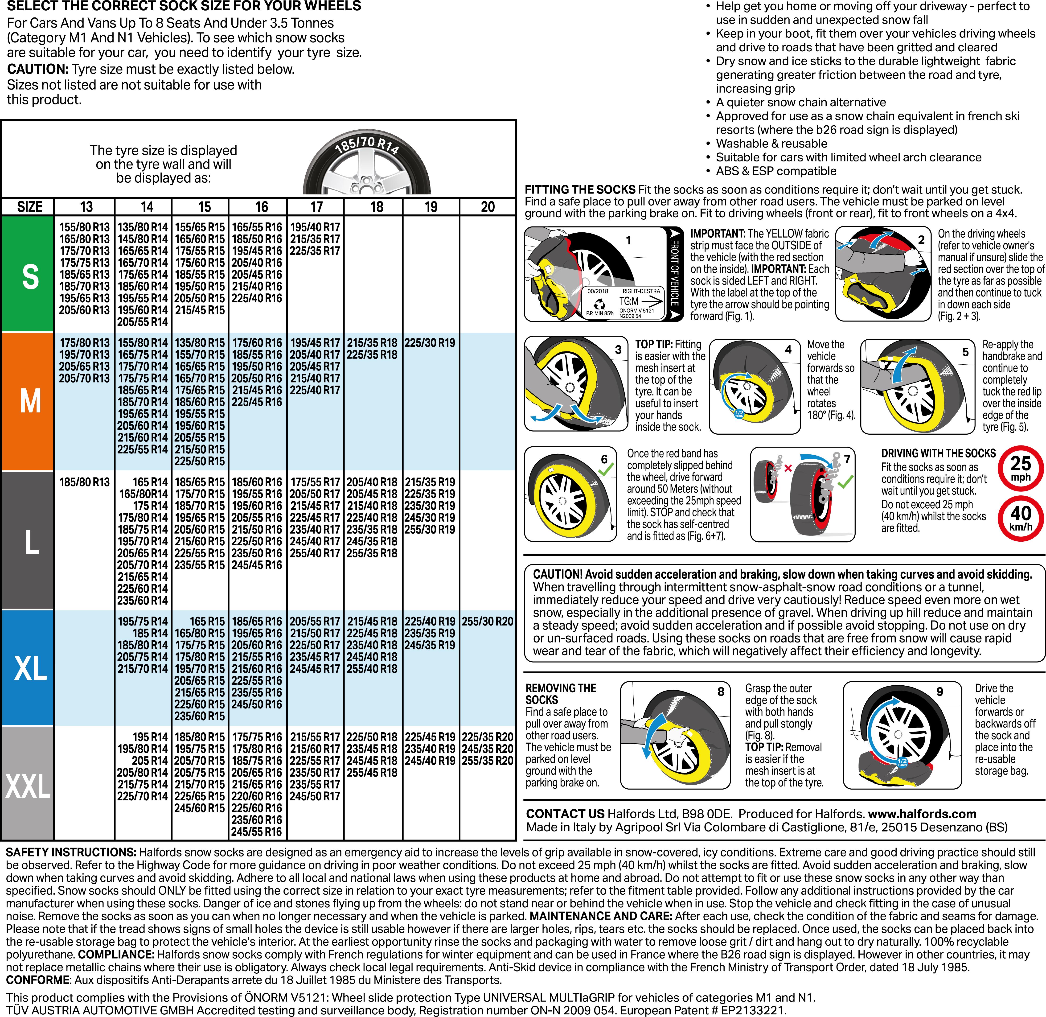 halfords size guide