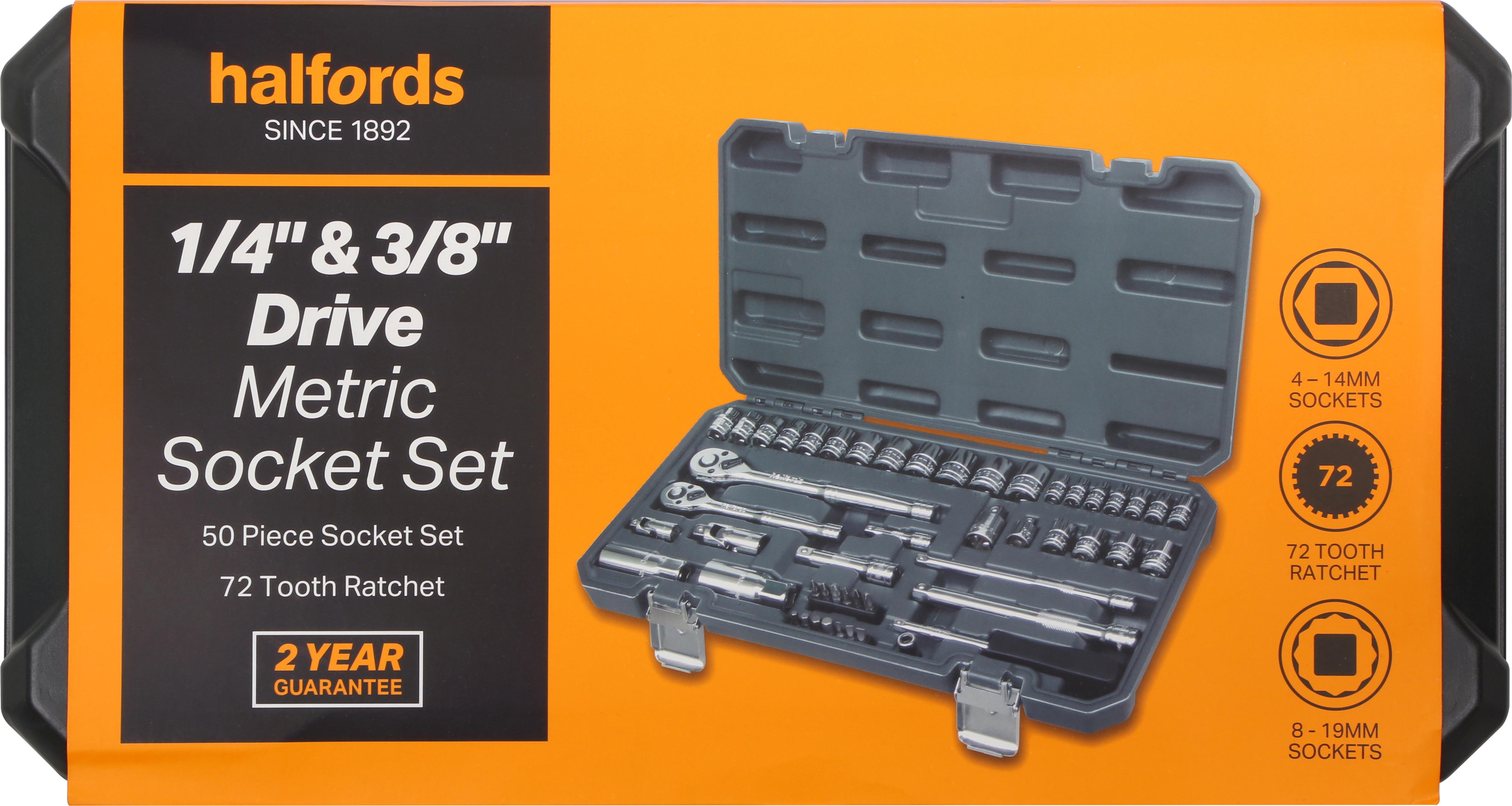 Halfords 50 Piece 1 4 3 8 Drive Metric Socket Set Halfords Uk