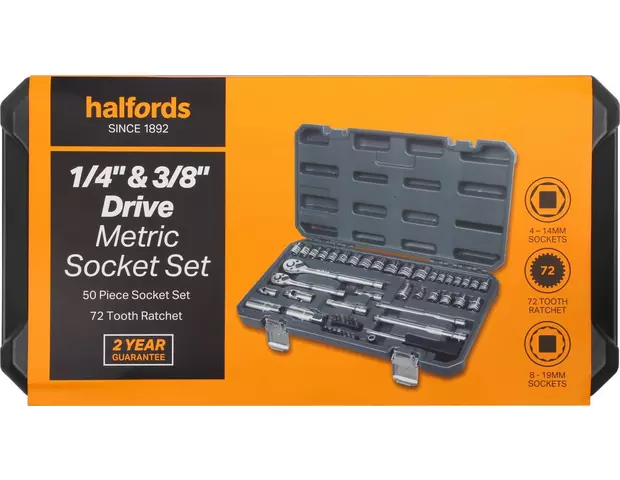 Halfords 50 Piece 1 4 3 8 Drive Metric Socket Set Halfords Uk