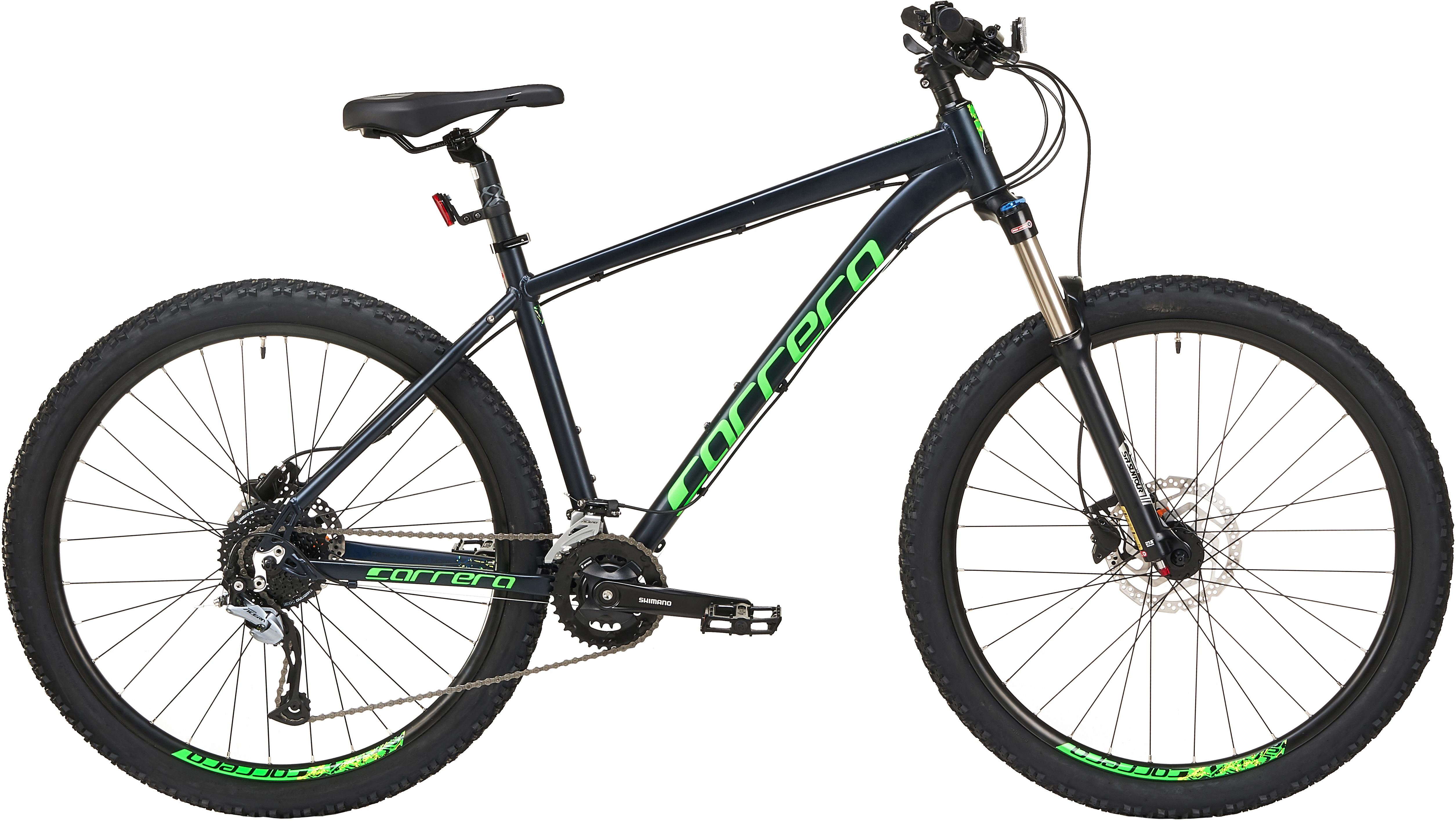 dark blue mountain bike