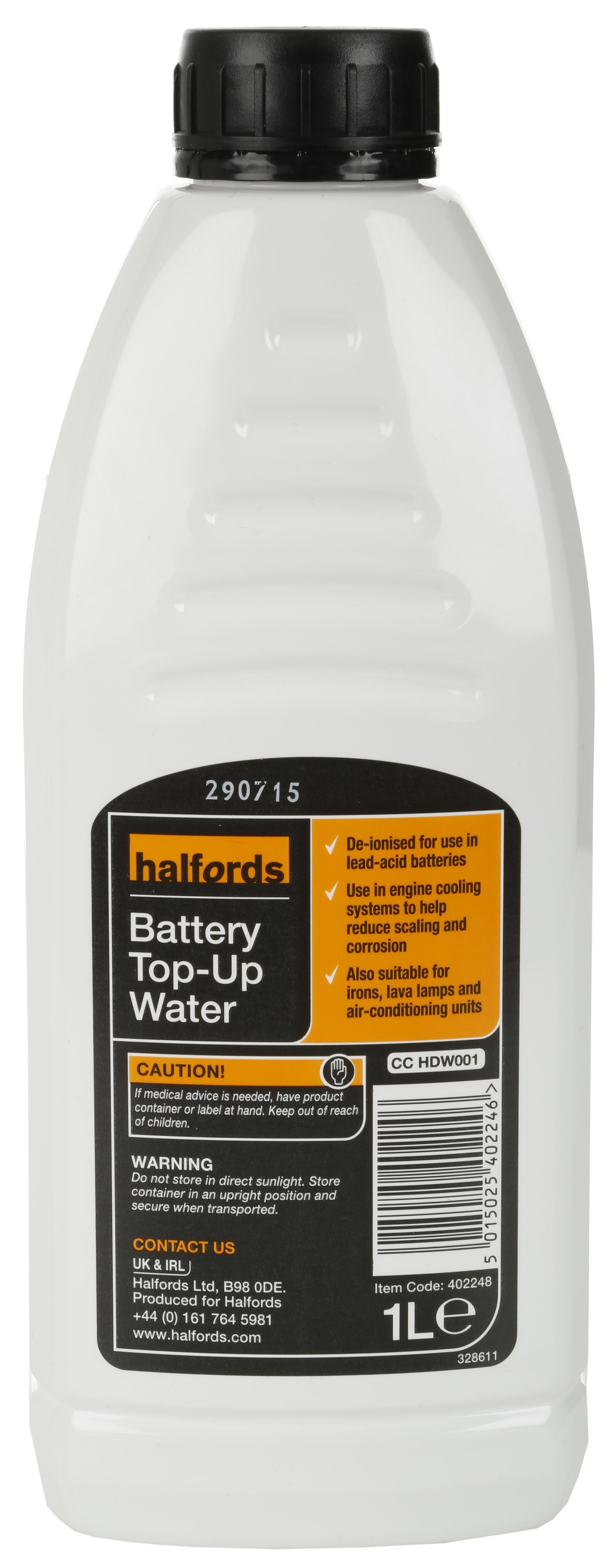 Halfords Battery Top-Up Water 1L