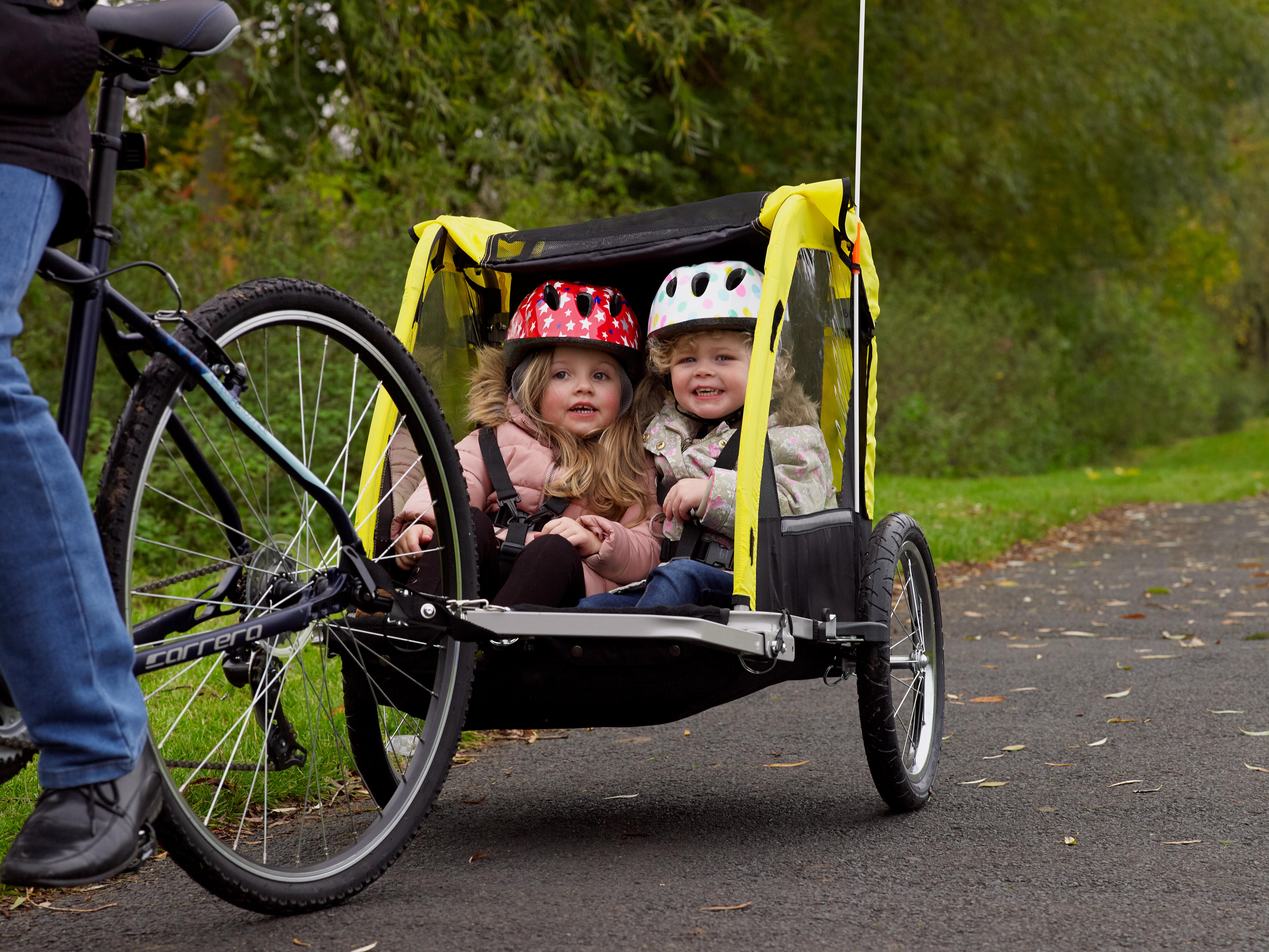 halfords double buggy child bike trailer