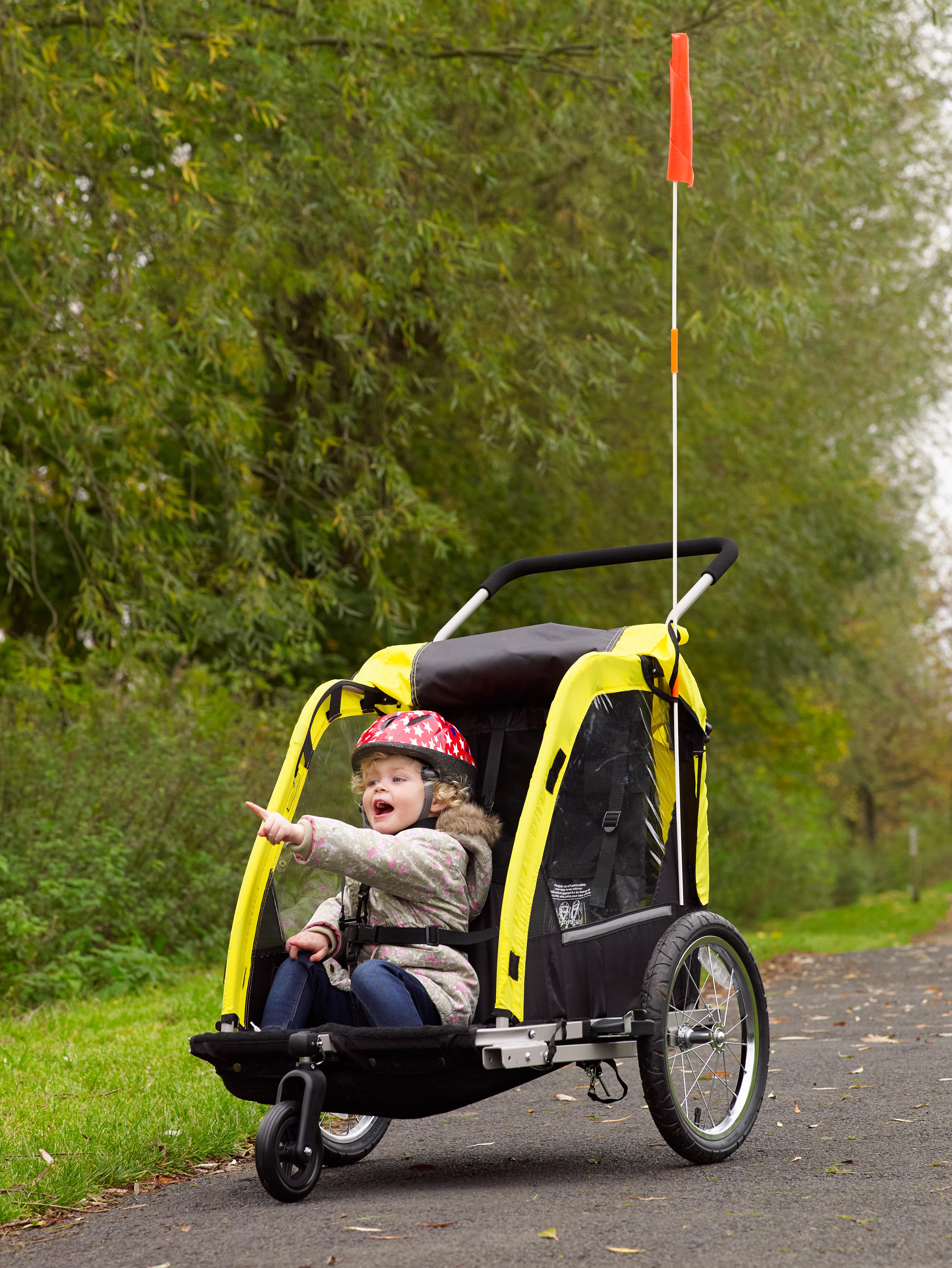 halfords double buggy child bike trailer