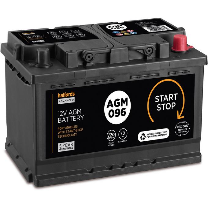 Halfords 096agm Start Stop Agm 12v Car Battery 5 Year Guarantee Halfords Uk