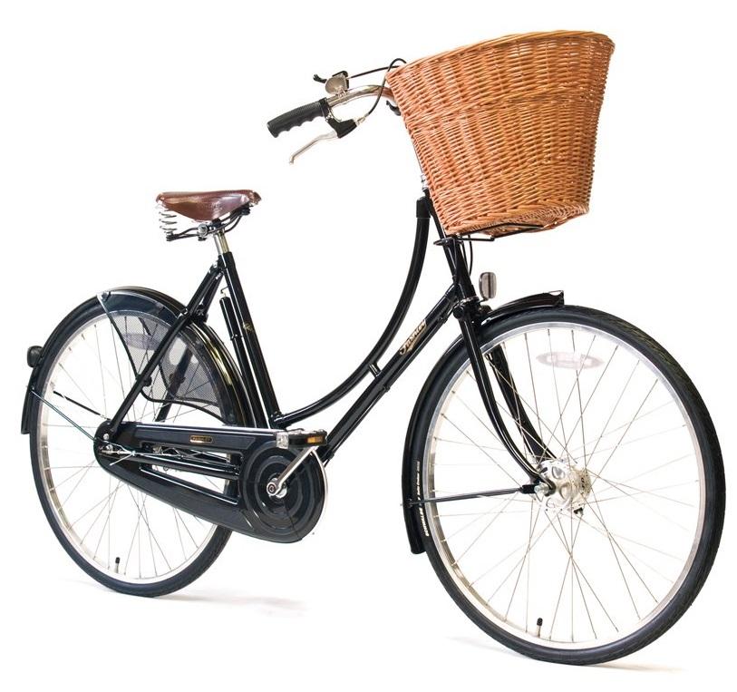 black bike with basket