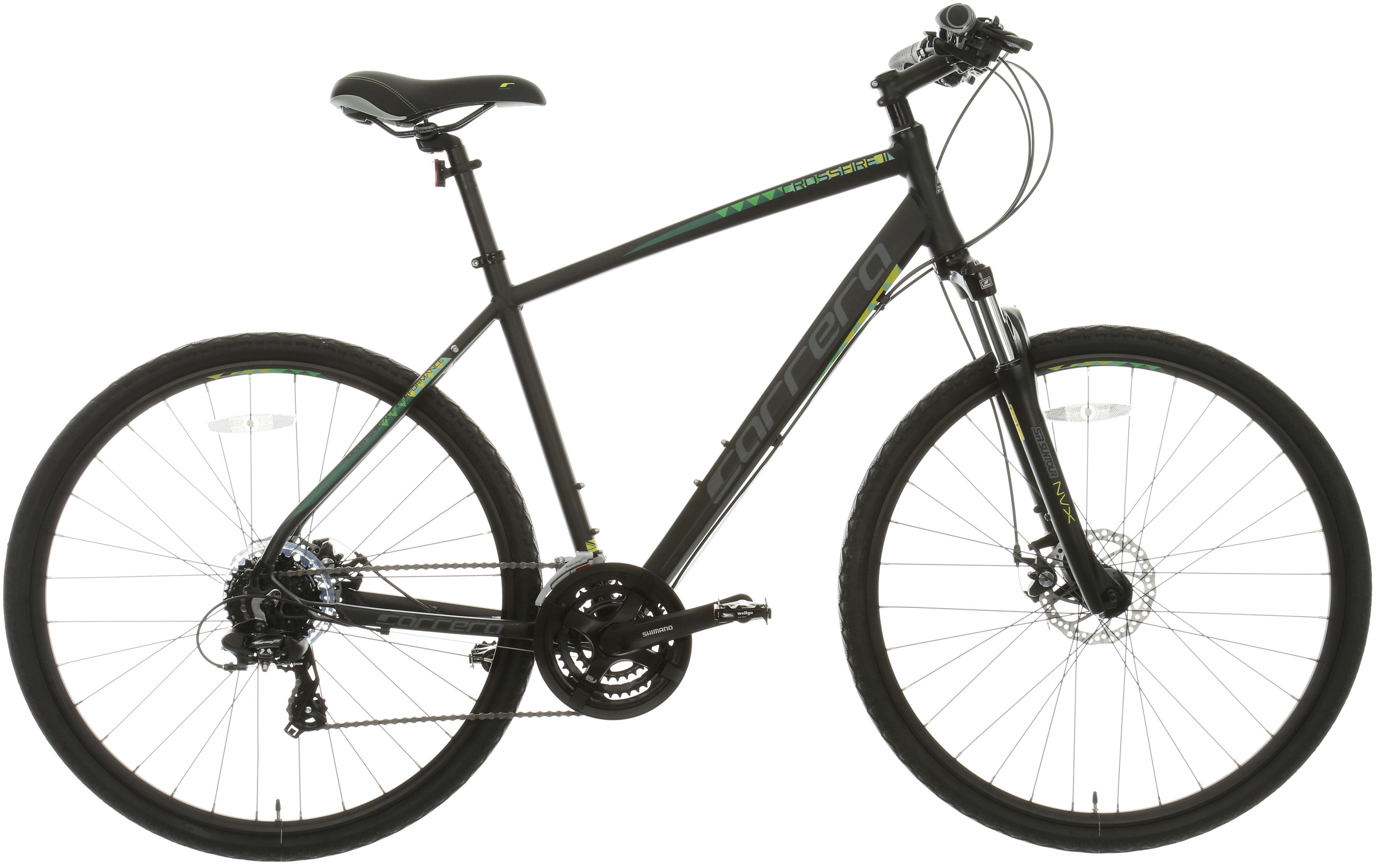 carrera axle mens hybrid bike