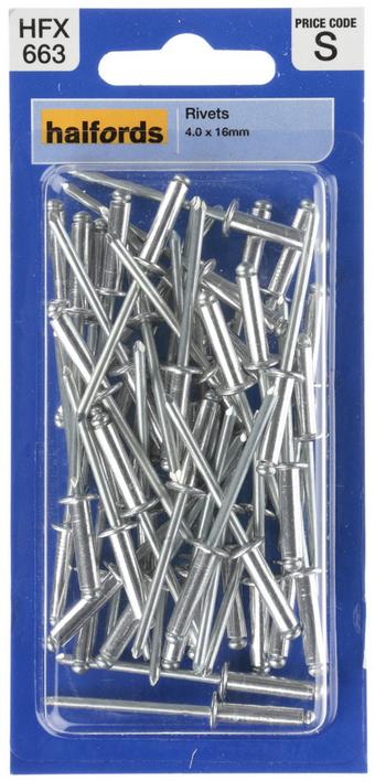 Halfords Rivets 4.0mm x 16mm (HFX663) | Halfords UK