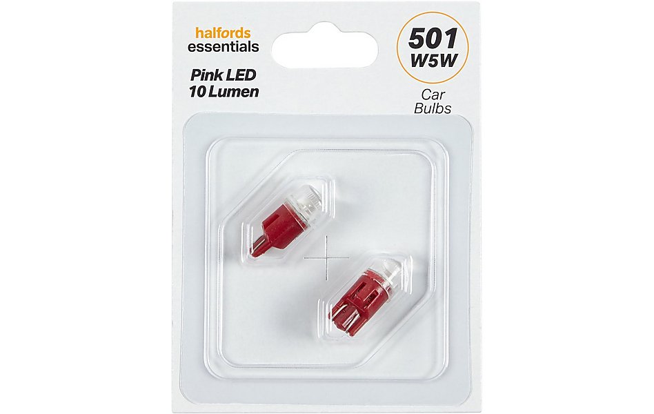 501 Pink Led Car Bulb Halfords Essentials Twin Pack