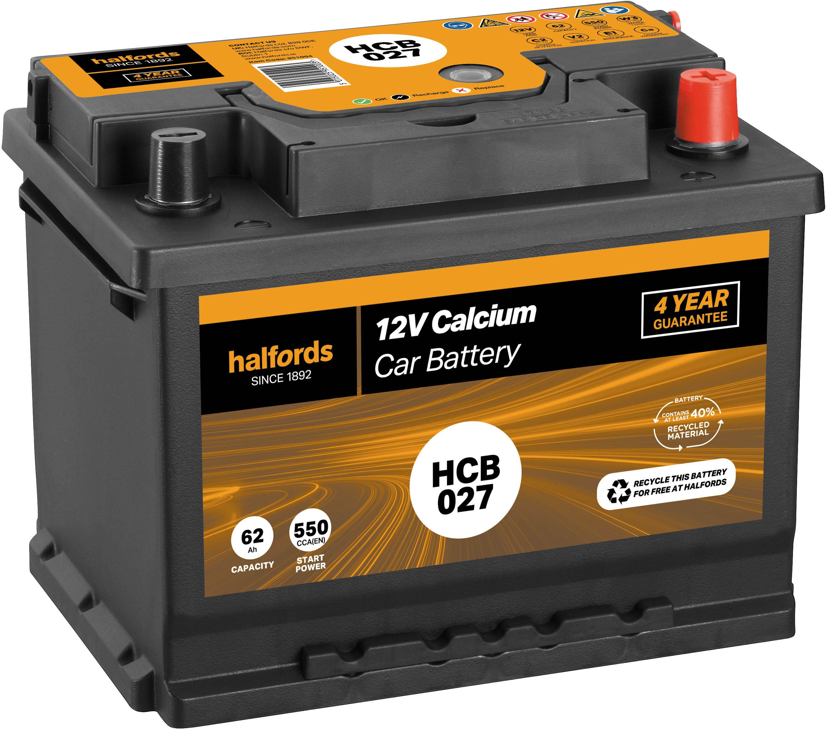 Halfords HCB013 Calcium 12V Car Battery 4 Year Guarantee | Halfords UK