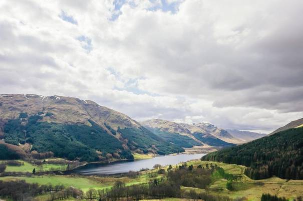 hills surrounding a lake