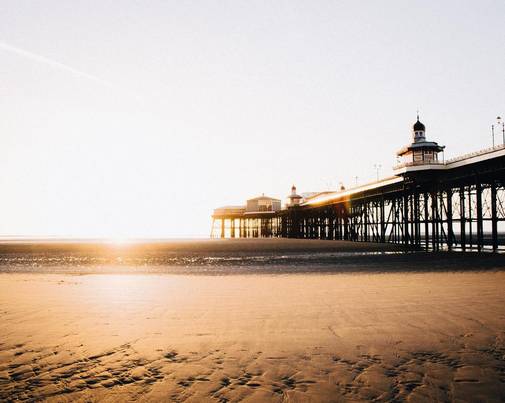 sunset over pier