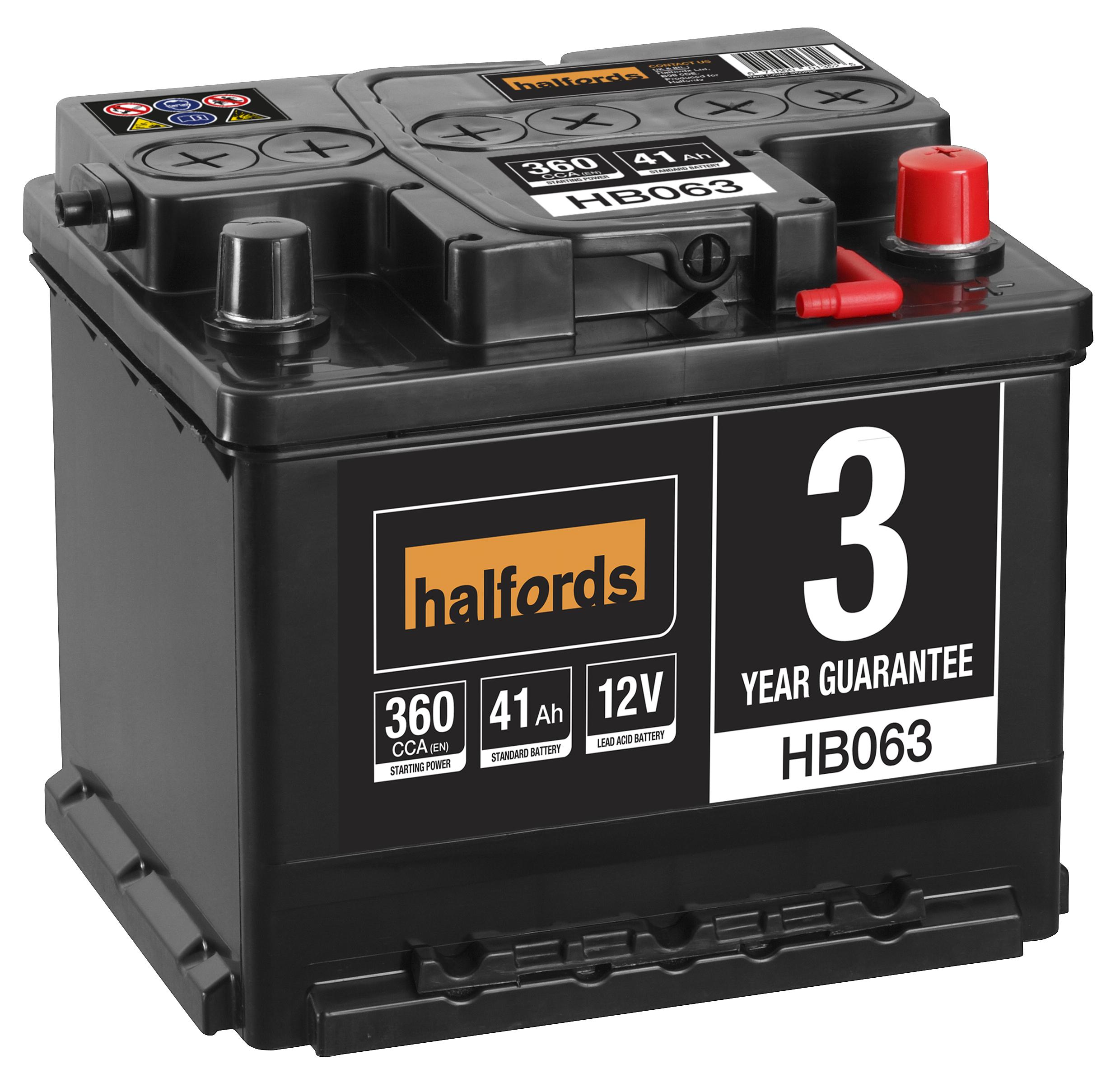 Halfords HB063 Lead Acid 12V Car Battery 3 Year Guarantee | Car ...