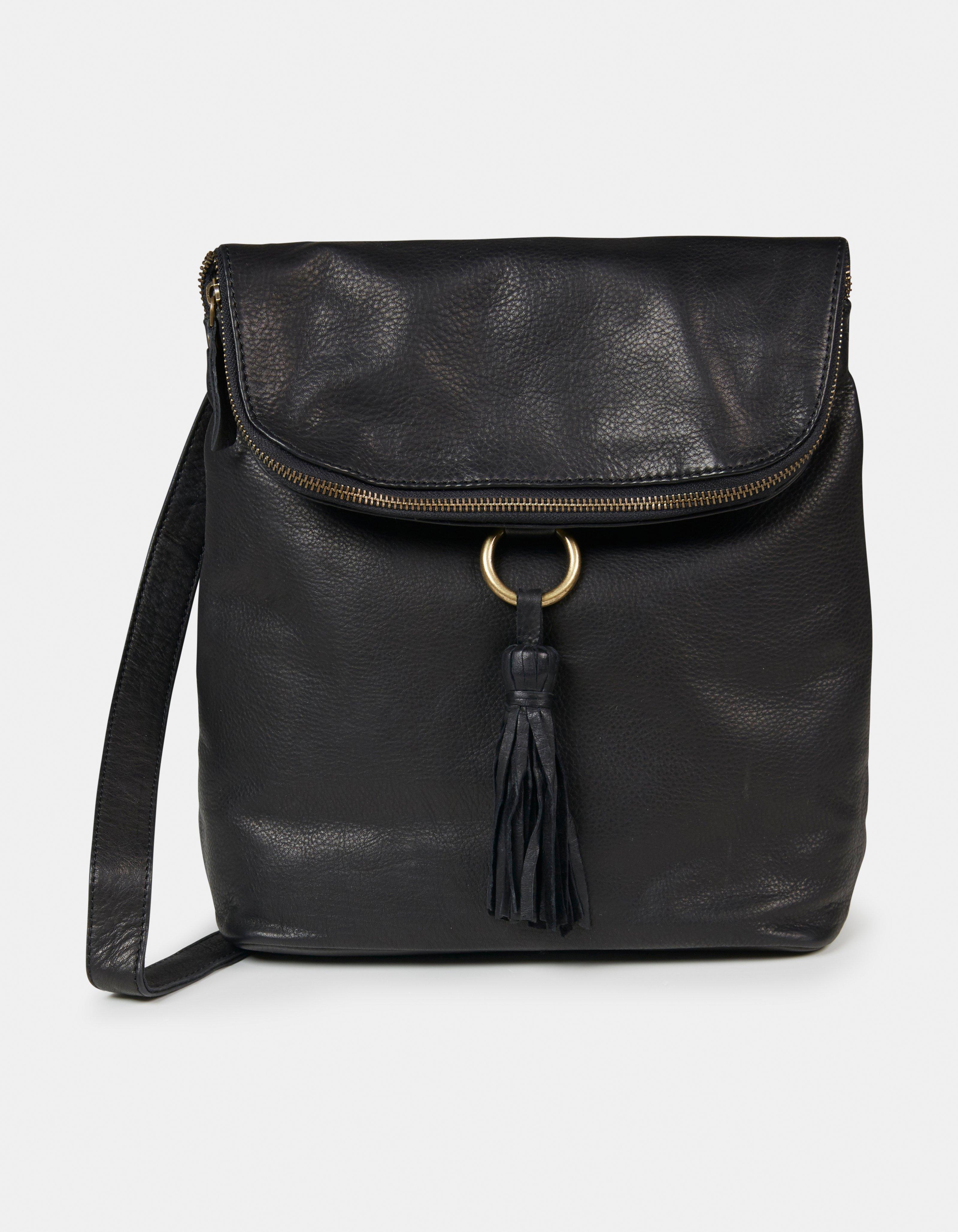 Black Tara Leather Multi Functional Rucksack, Bags & Wallets | FatFace.com