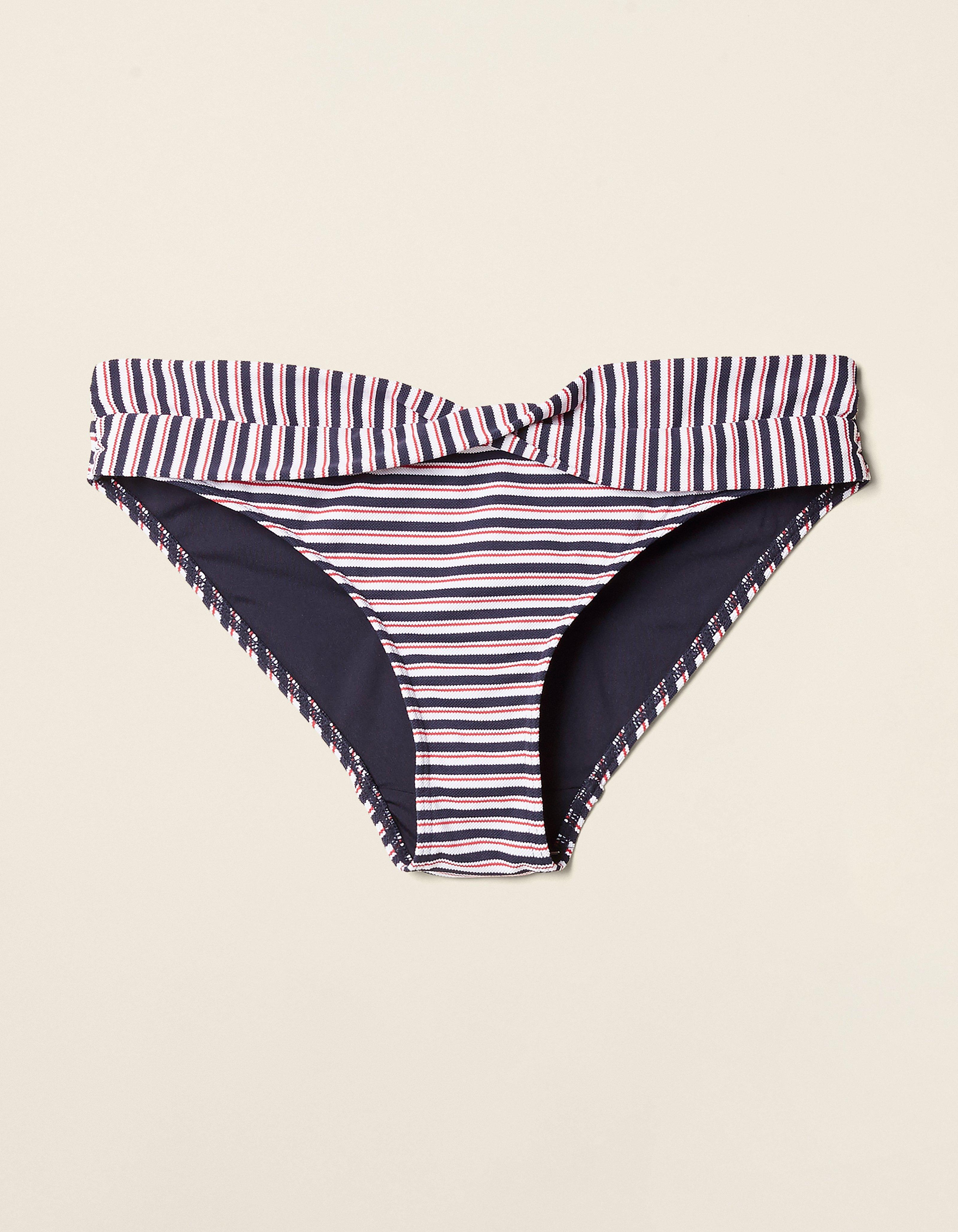 Navy Breton Twist Bikini Bottoms Swimwear