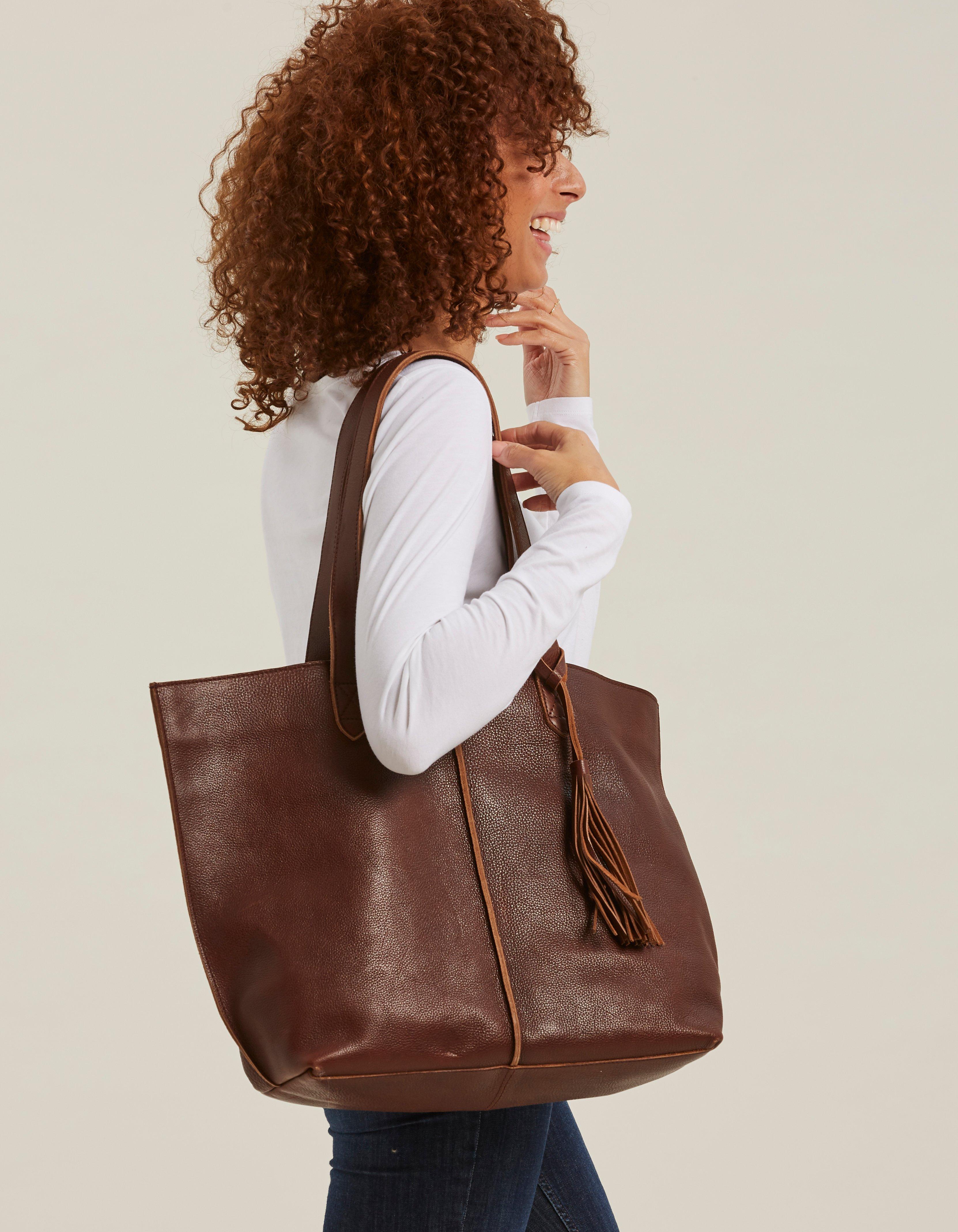 fat face leather tote bag