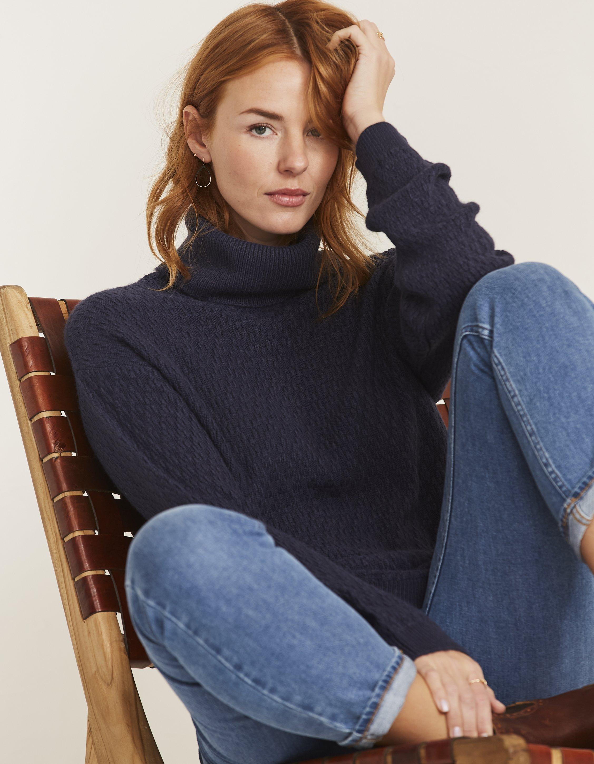 navy roll neck sweater