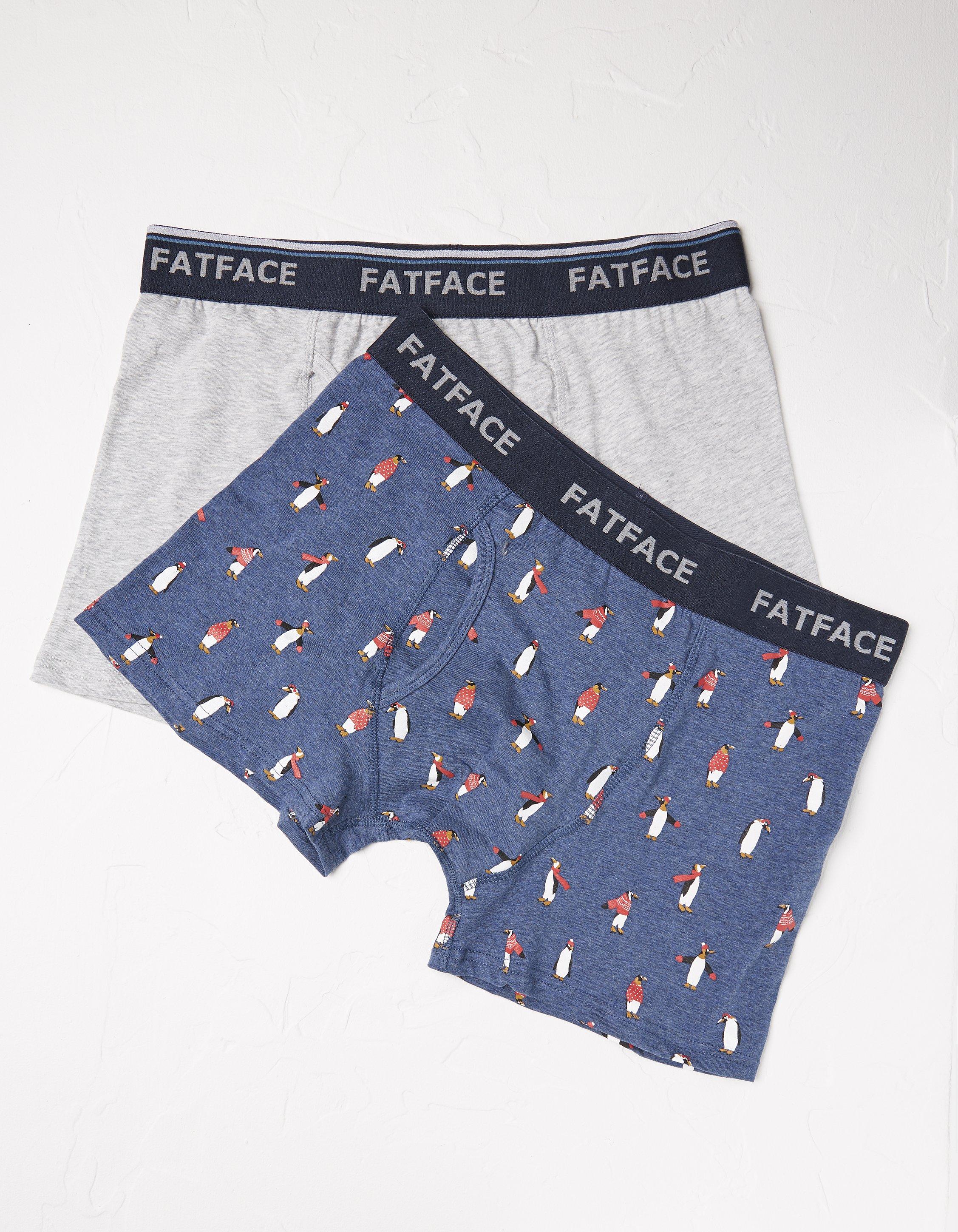 Navy Two Pack Winter Penguin Boxers, Underwear & Socks 