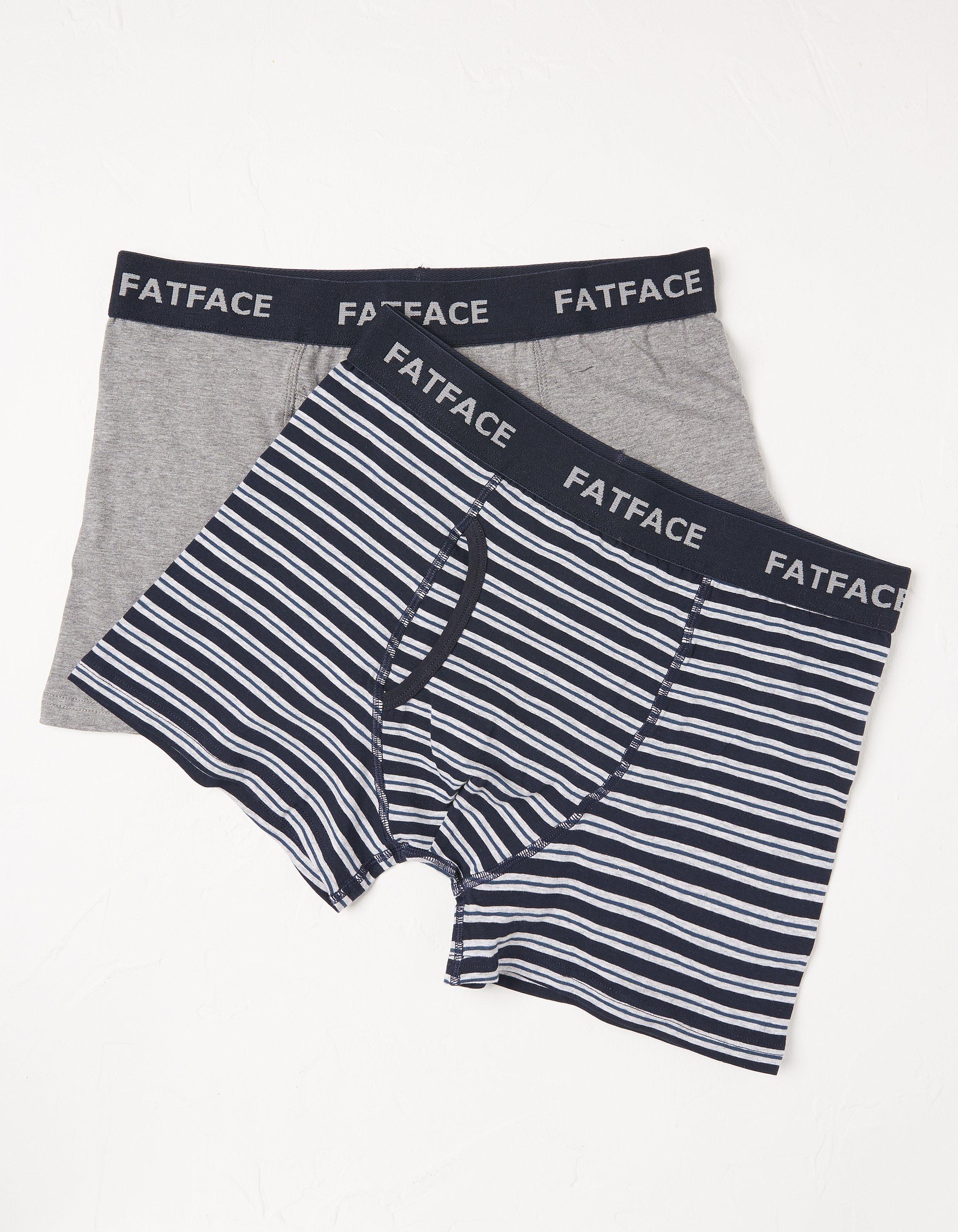 Navy Two Pack James Stripe Boxers, Underwear & Socks | FatFace.com