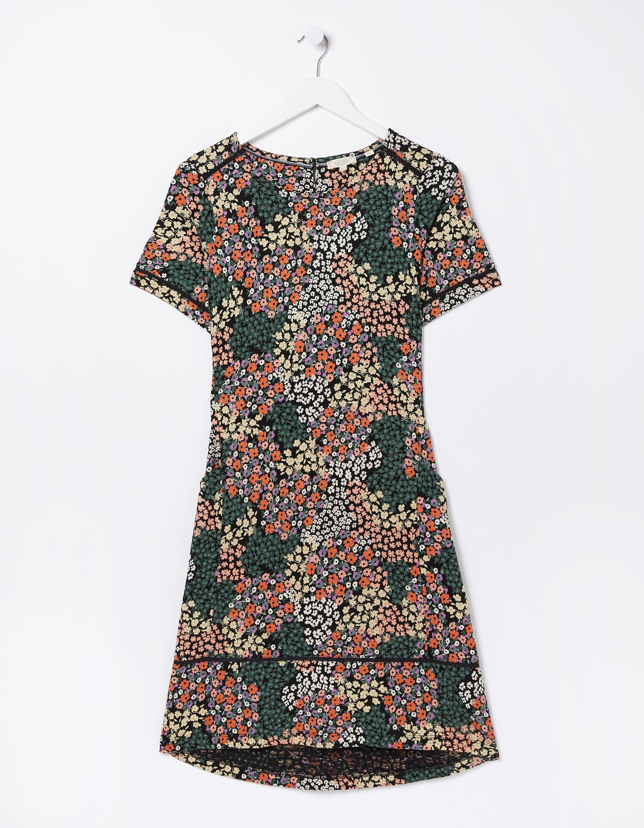 Simone Patchwork Floral Jersey Dress