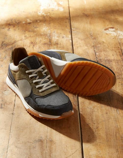 Mens Leather Colour Block Trainers
