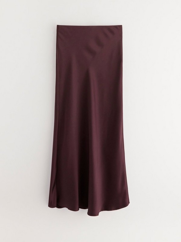 Red satin skirt