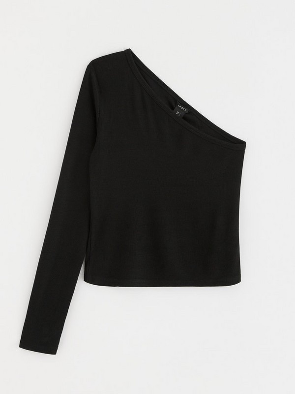 Black one-shoulder top